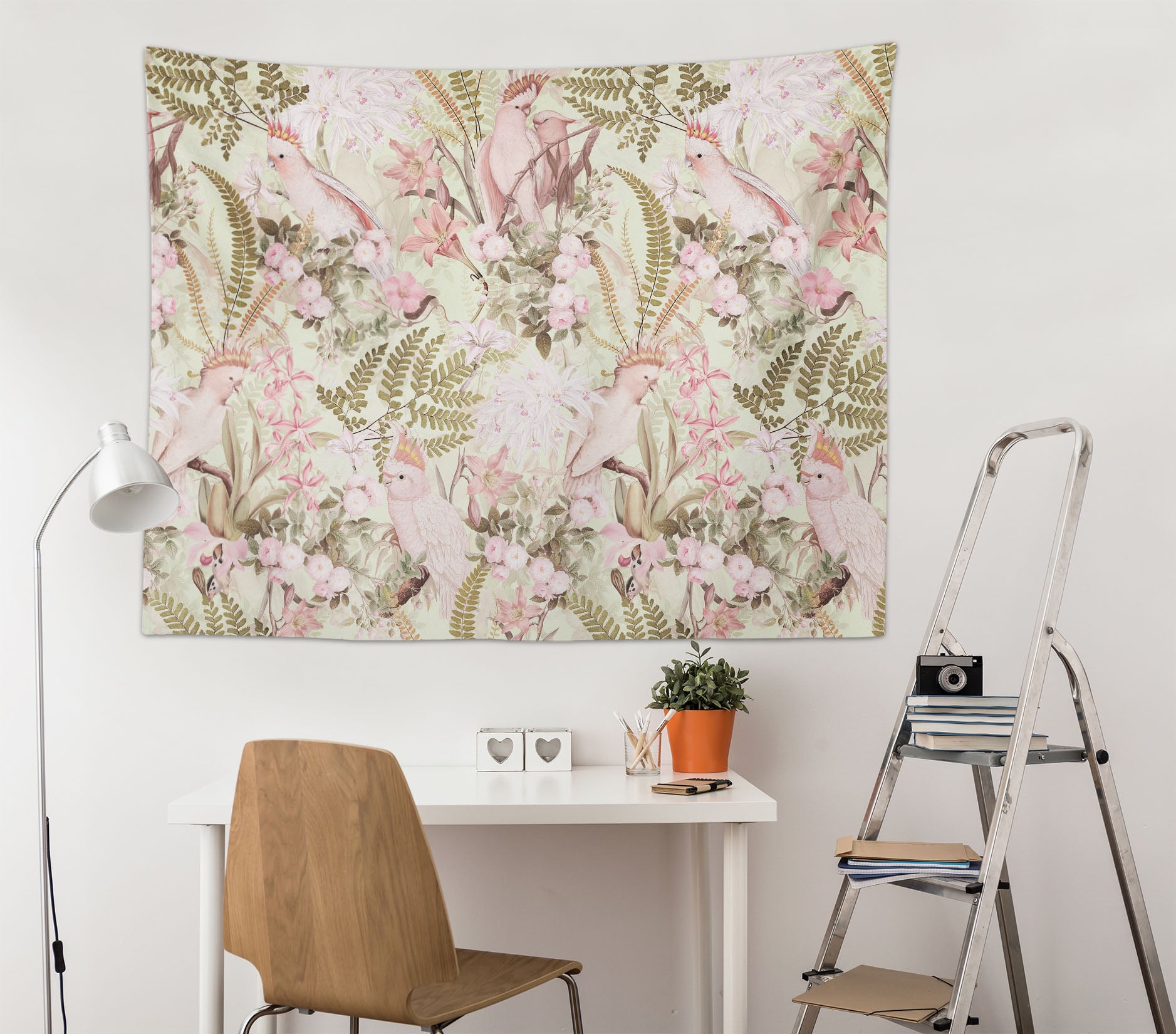 3D Pink Flower Parrot 911 Uta Naumann Tapestry Hanging Cloth Hang