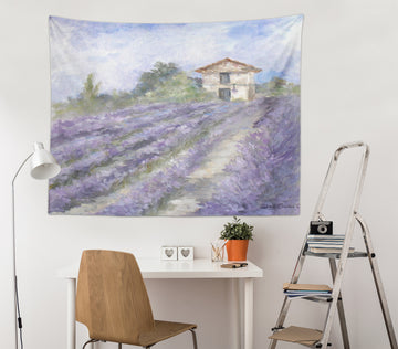 3D Purple Flower Field House 111178 Debi Coules Tapestry Hanging Cloth Hang