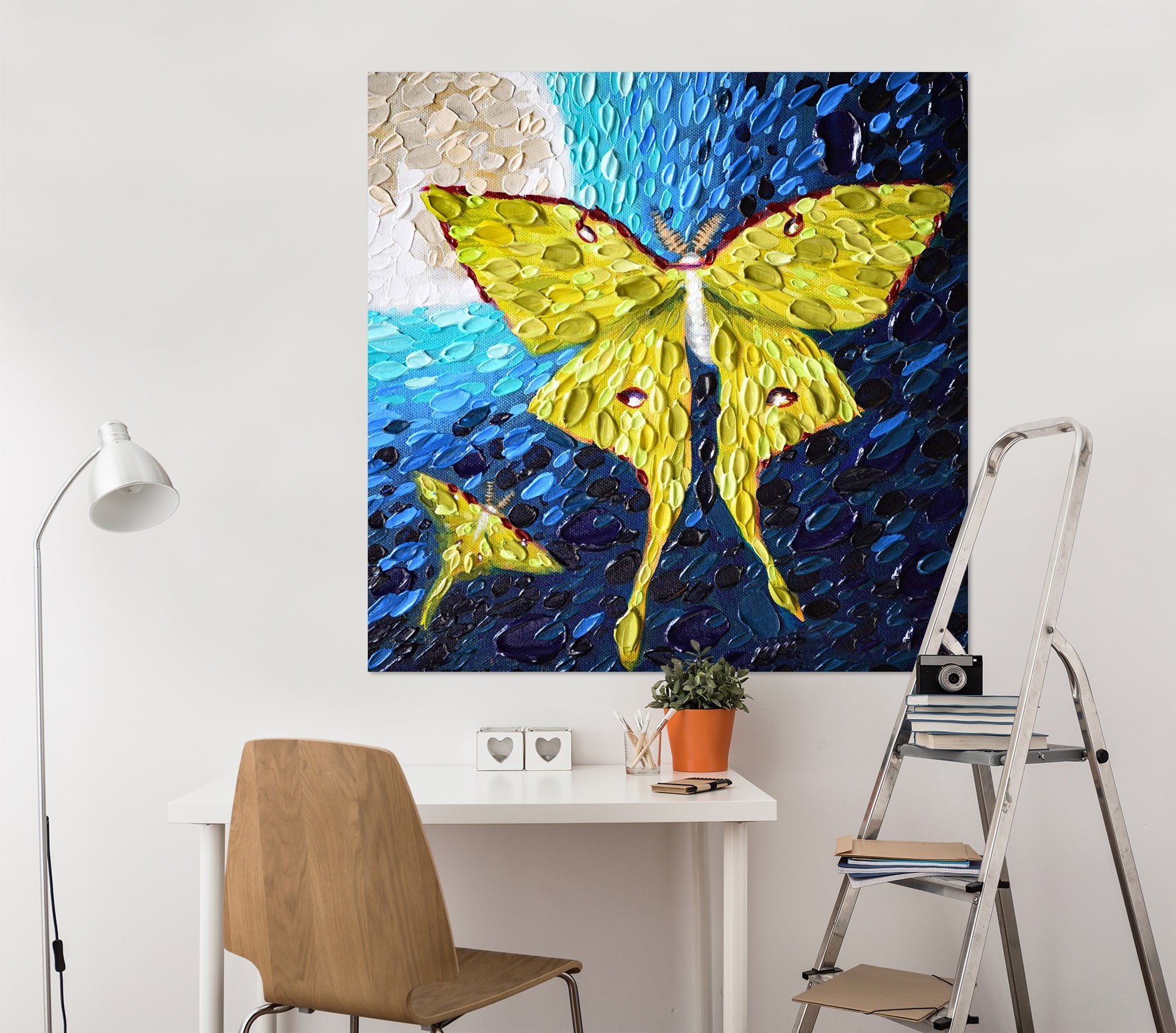 3D Yellow Butterfly 017 Dena Tollefson Wall Sticker