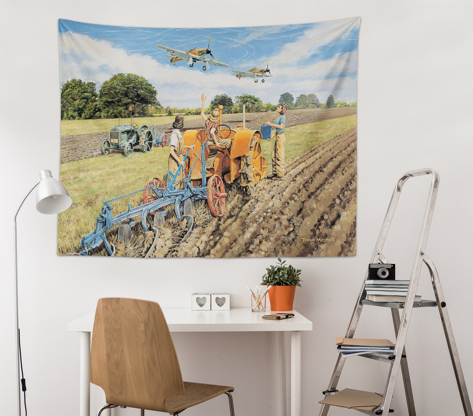 3D Field Airplane 11276 Trevor Mitchell Tapestry Hanging Cloth Hang