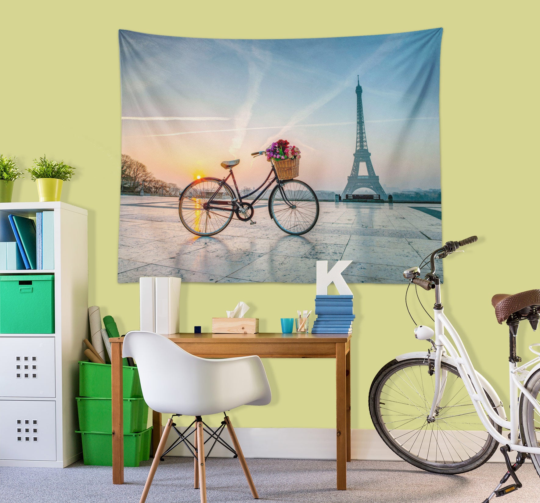 3D Bike Eiffel Tower 112166 Assaf Frank Tapestry Hanging Cloth Hang
