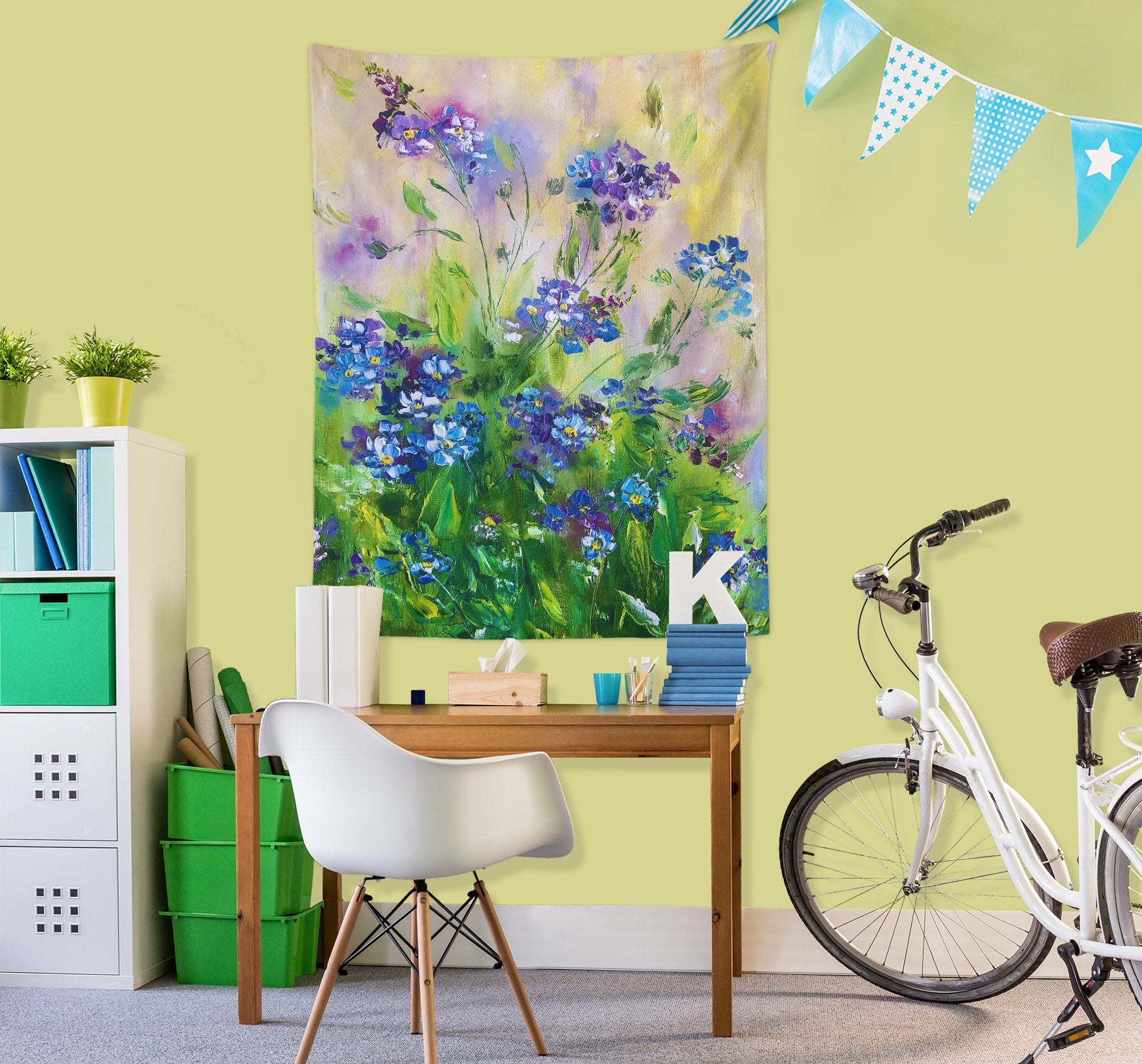 3D Blue Flowers 3450 Skromova Marina Tapestry Hanging Cloth Hang