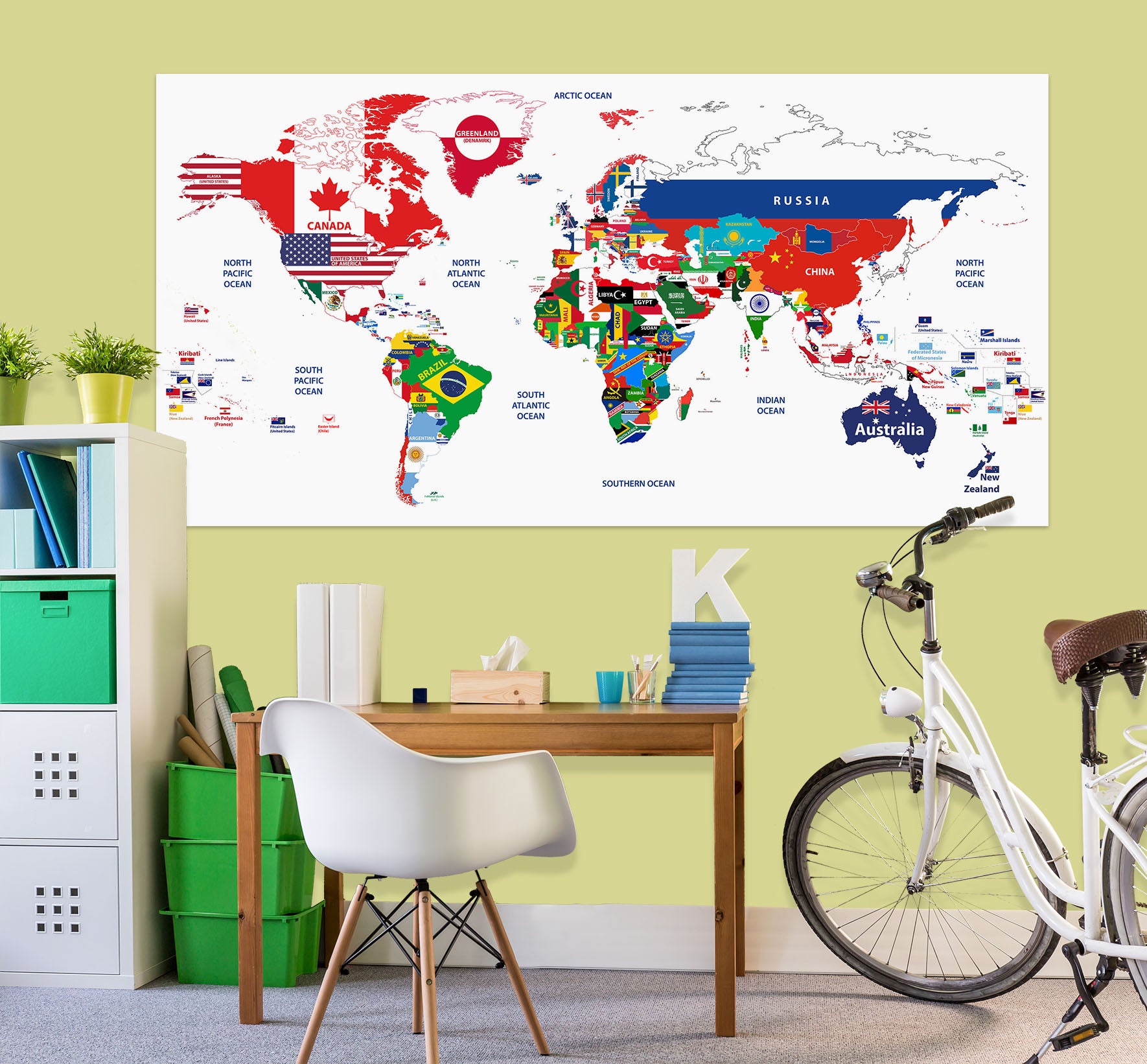 3D Color Graffiti 260 World Map Wall Sticker