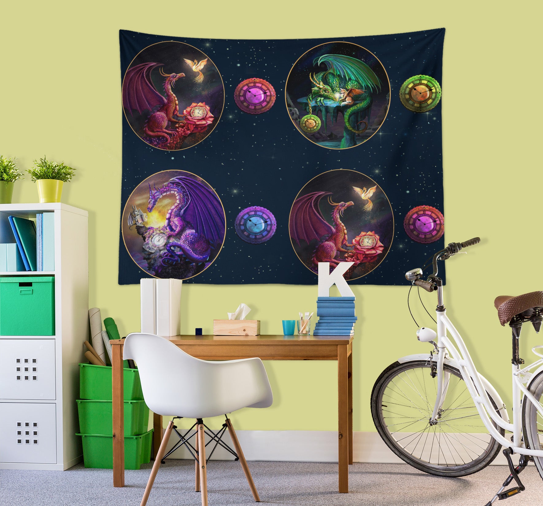 3D Star Dragon 948 Rose Catherine Khan Tapestry Hanging Cloth Hang