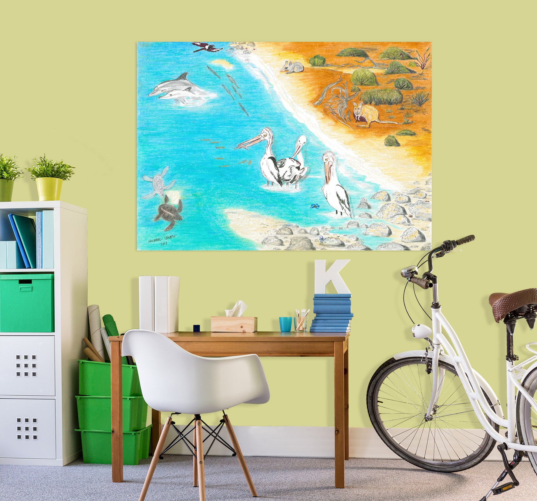 3D Beach Lake 021 Michael Sewell Wall Sticker
