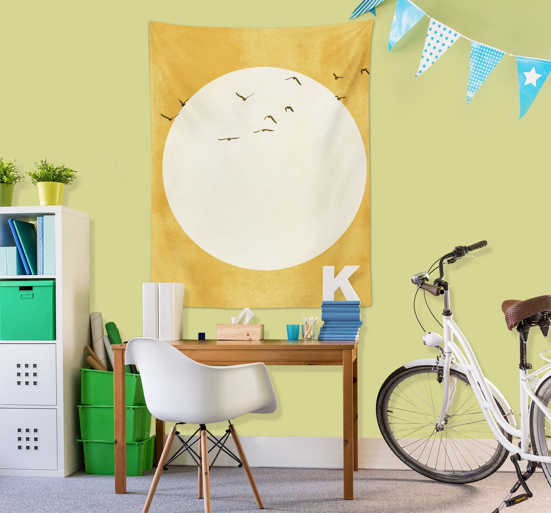 3D Full Moon Bird 5285 Boris Draschoff Tapestry Hanging Cloth Hang