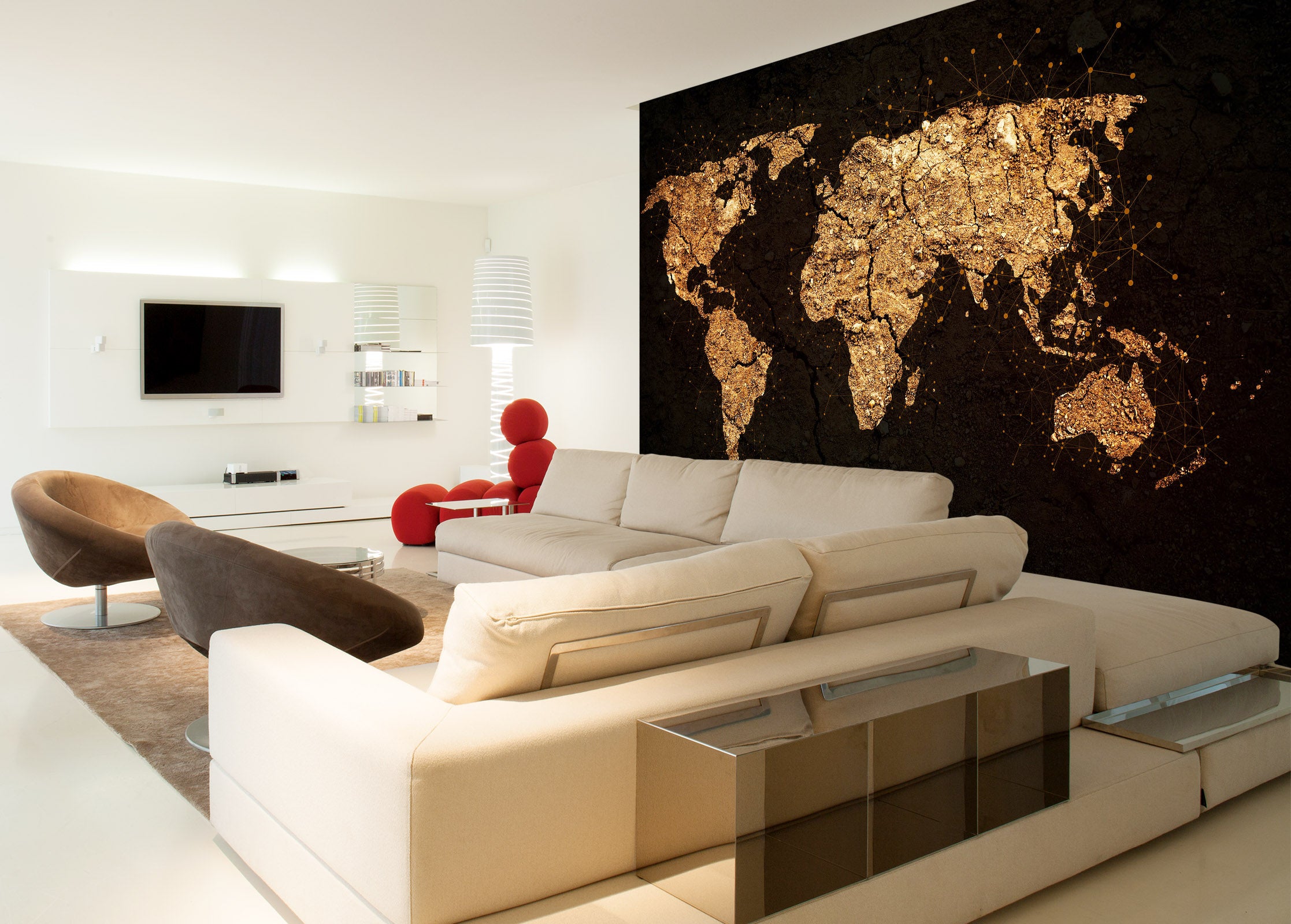 3D Golden Art 2059 World Map Wall Murals