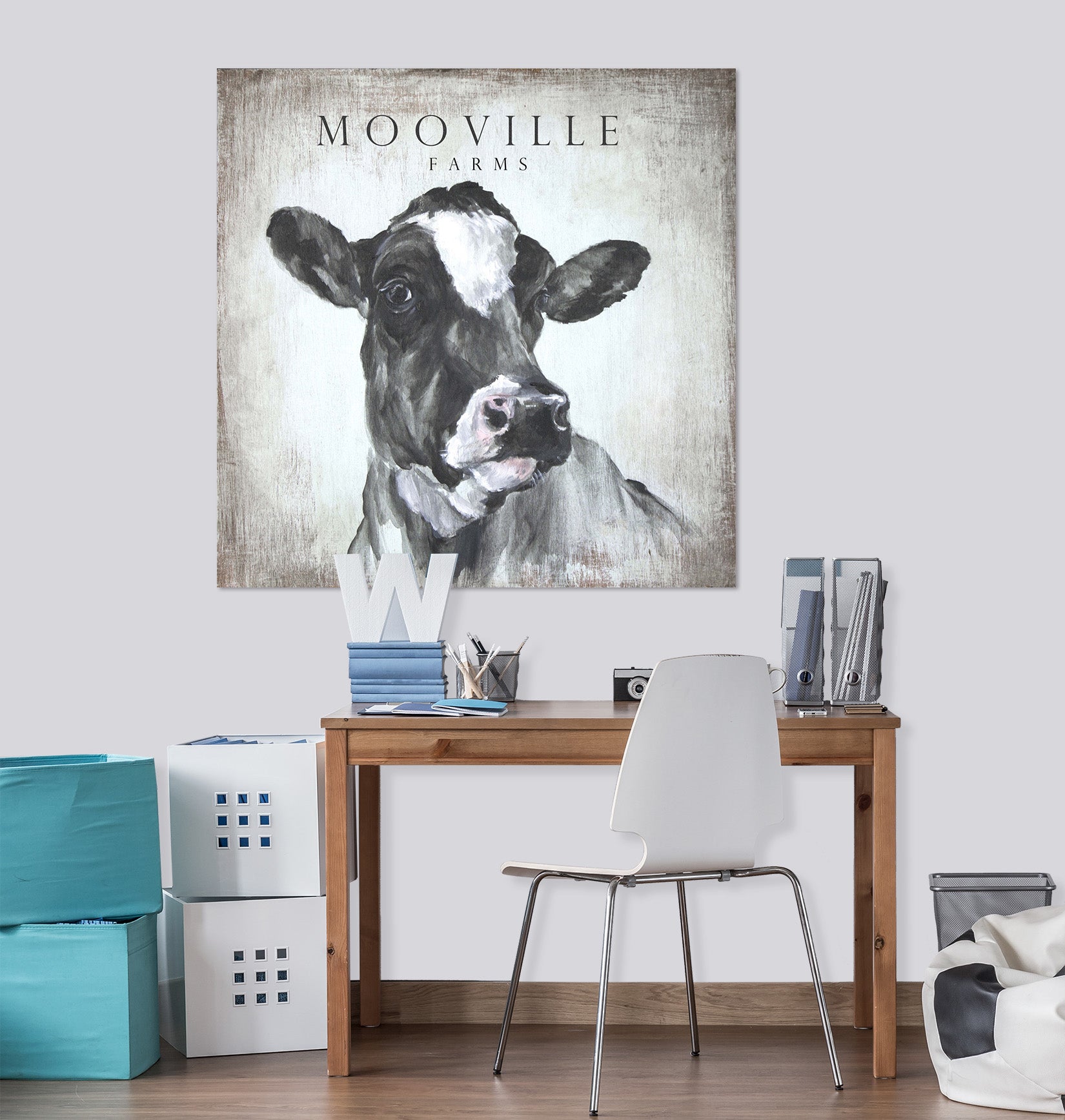 3D Sketch Cow 009 Debi Coules Wall Sticker