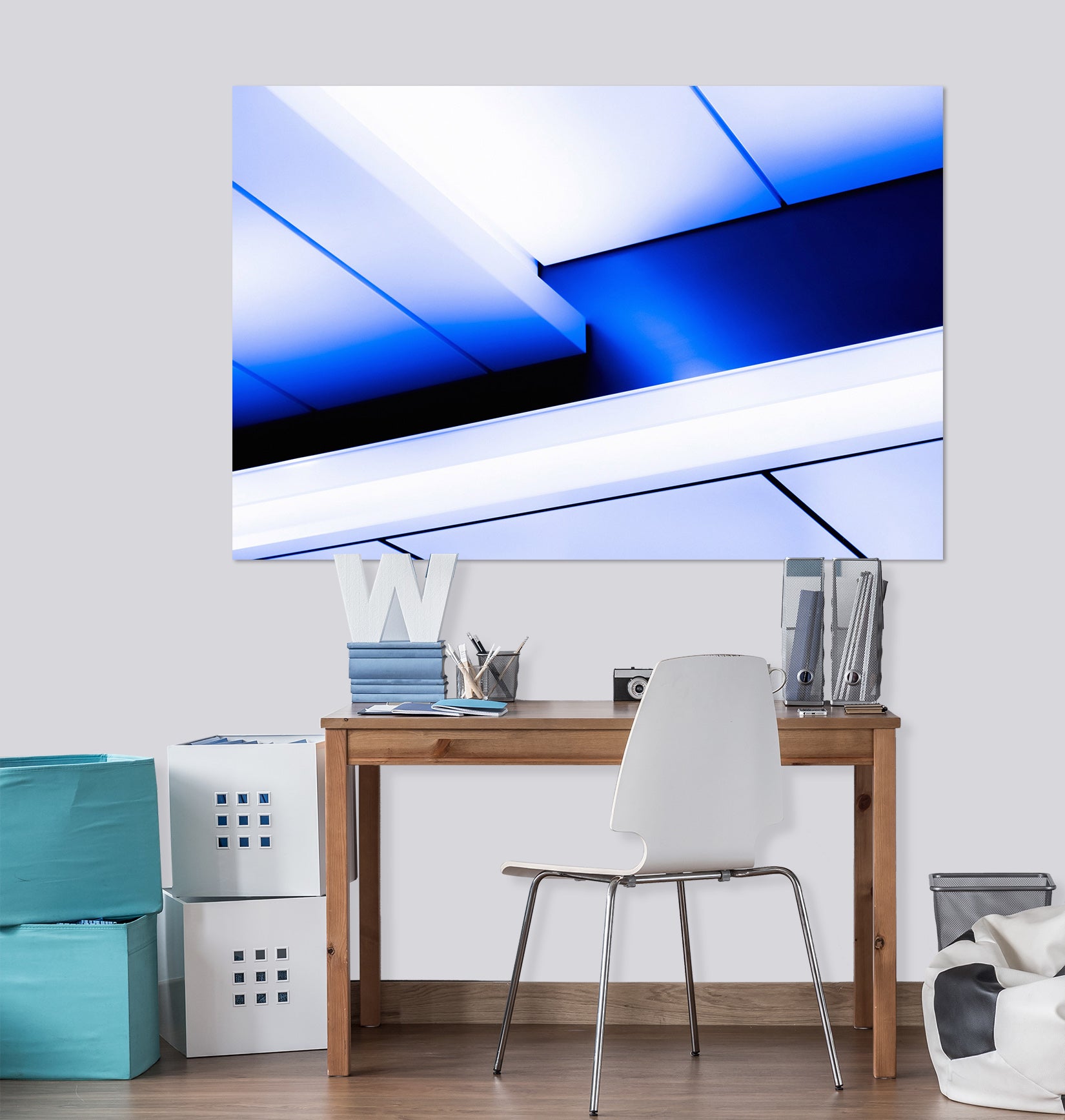 3D Blue Minimalism 026 Noirblanc777 Wall Sticker