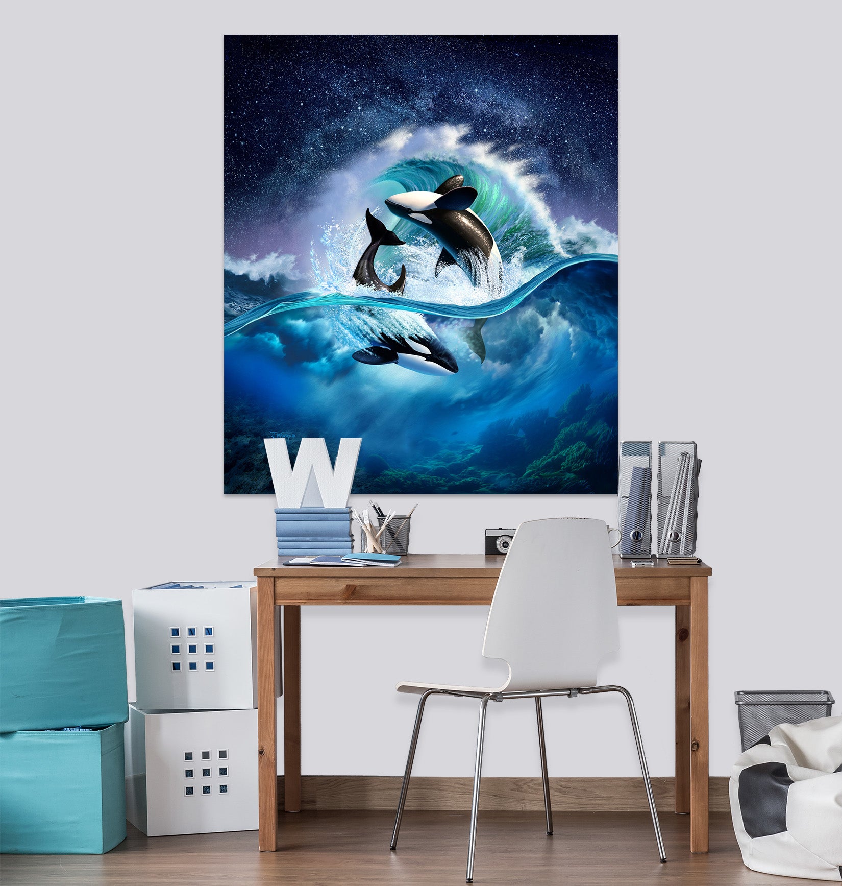 3D Orca Wave 017 Jerry LoFaro Wall Sticker