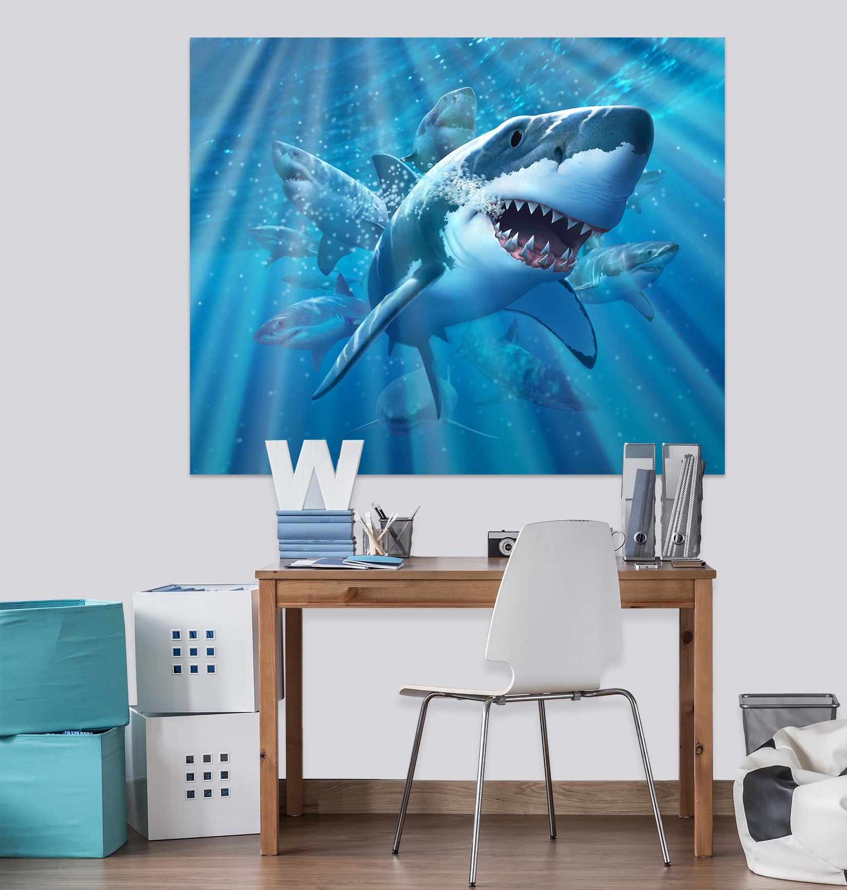 3D Deep Sea Shark 001 Jerry LoFaro Wall Sticker