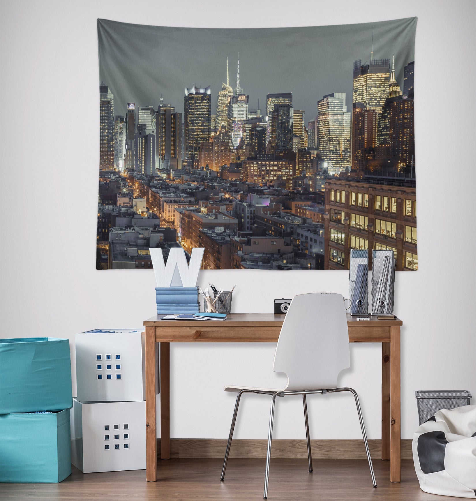 3D Night High Building 112177 Assaf Frank Tapestry Hanging Cloth Hang