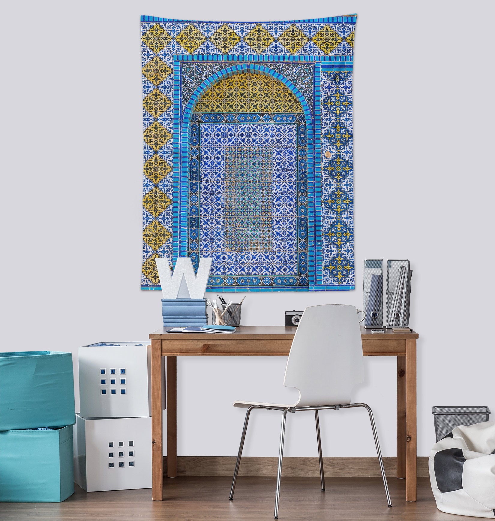 3D Blue Texture Pattern 116184 Assaf Frank Tapestry Hanging Cloth Hang