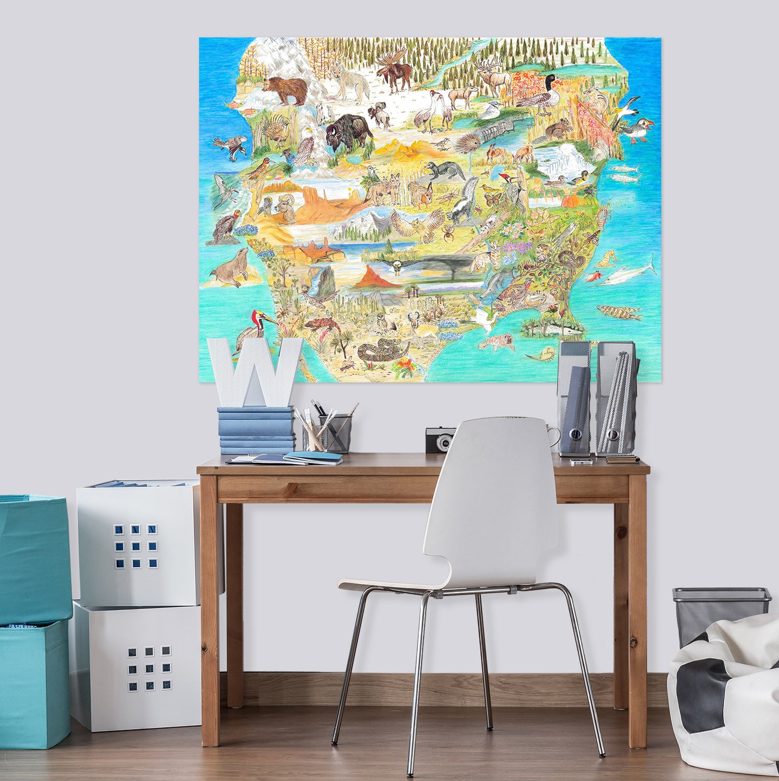 3D Animal Map 024 Michael Sewell Wall Sticker