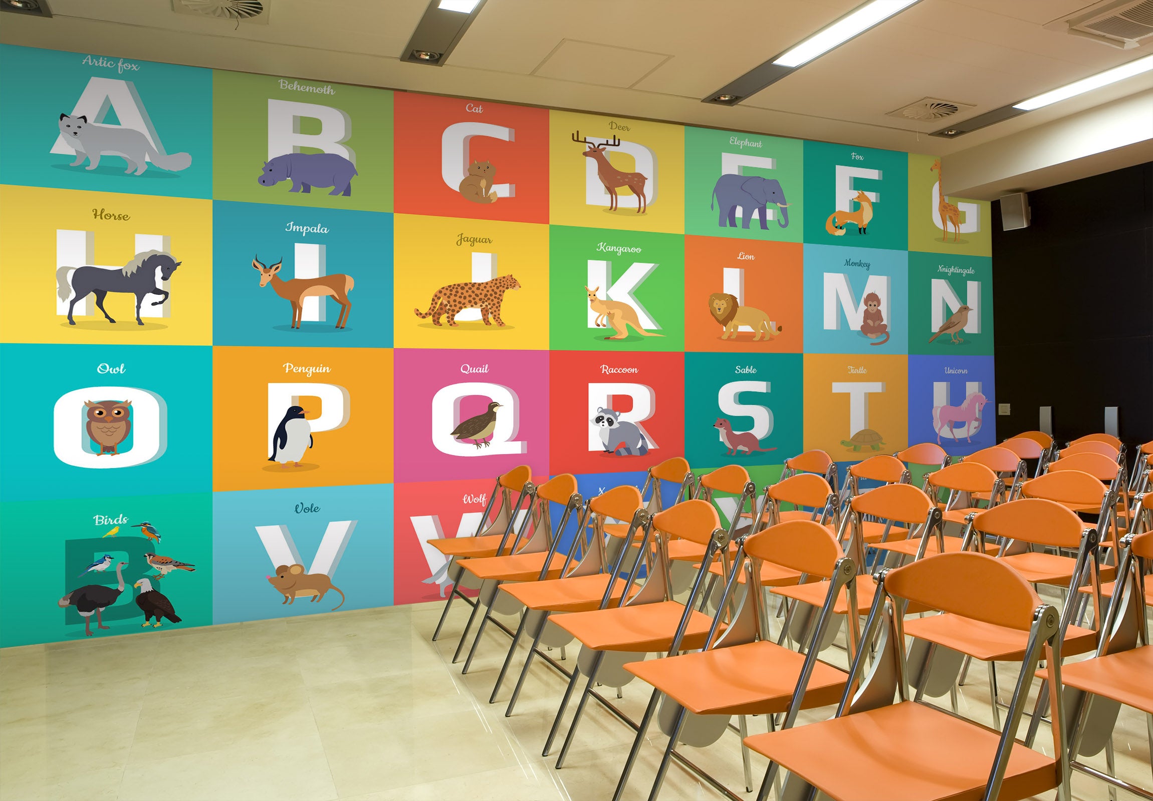 3D Cartoon Animal Alphabet 160 Wall Murals