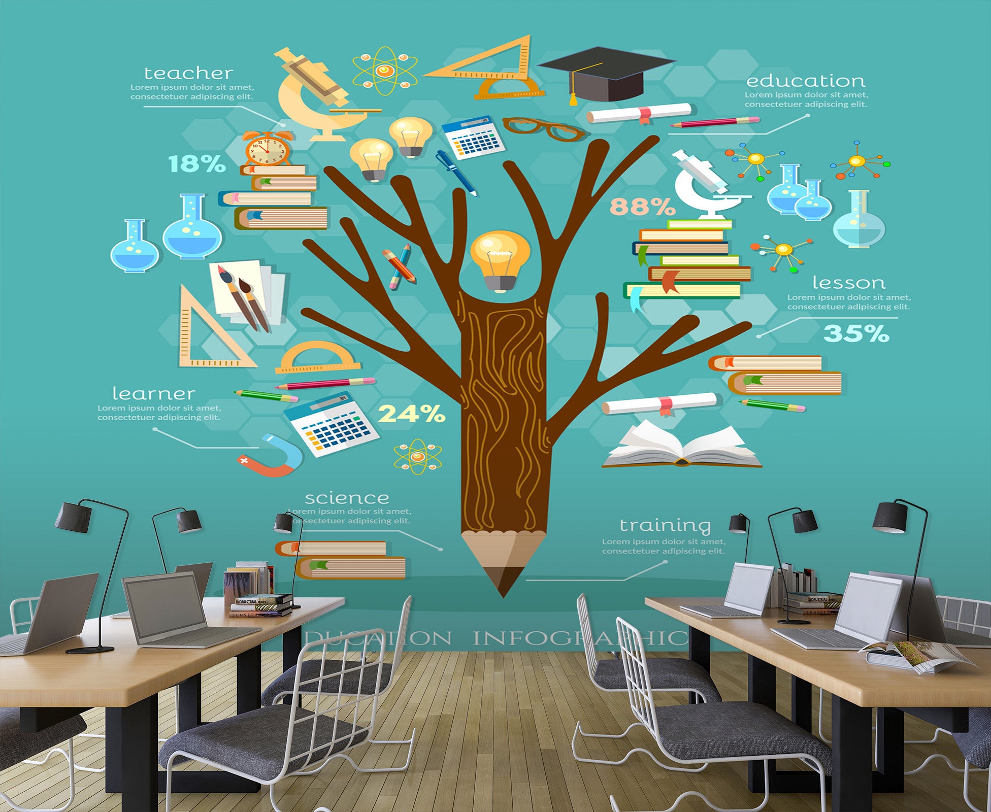 3D Tree Pen Book 161 Wall Murals