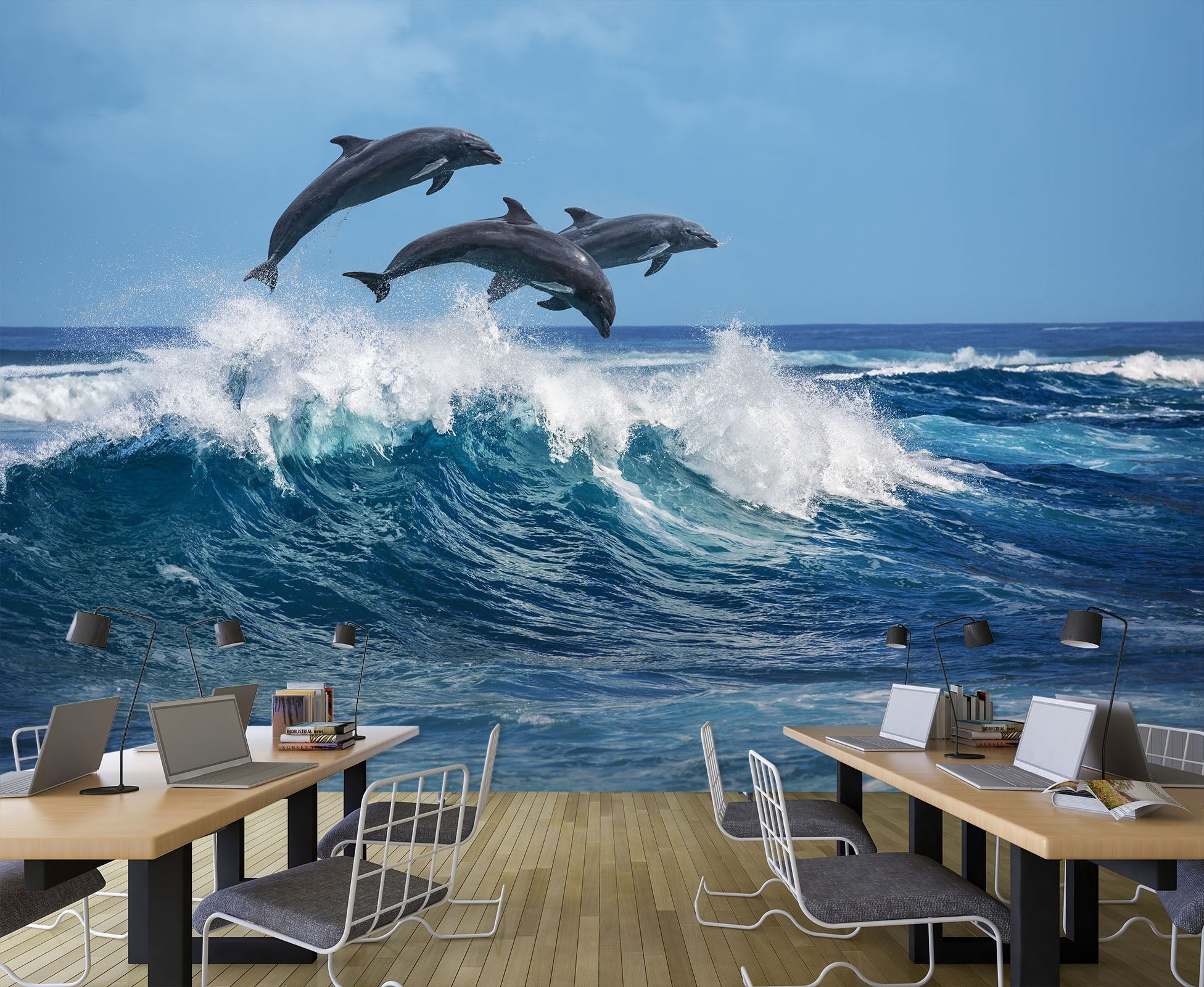 3D Dolphin Surf Jumping 169 Wall Murals Wallpaper AJ Wallpaper 2 