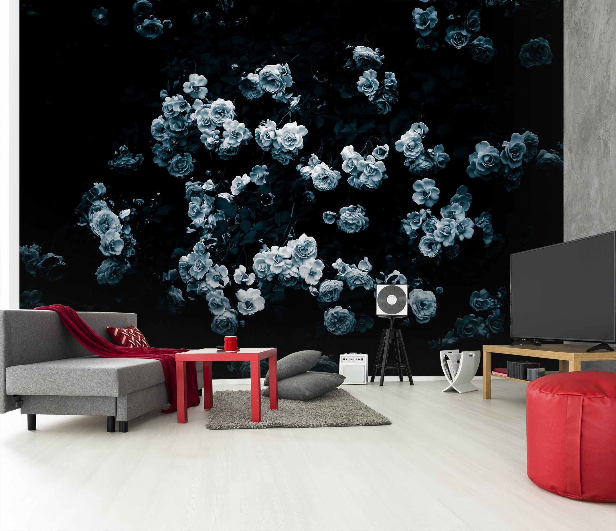 3D White Flowers 104 Noirblanc777 Wall Mural Wall Murals