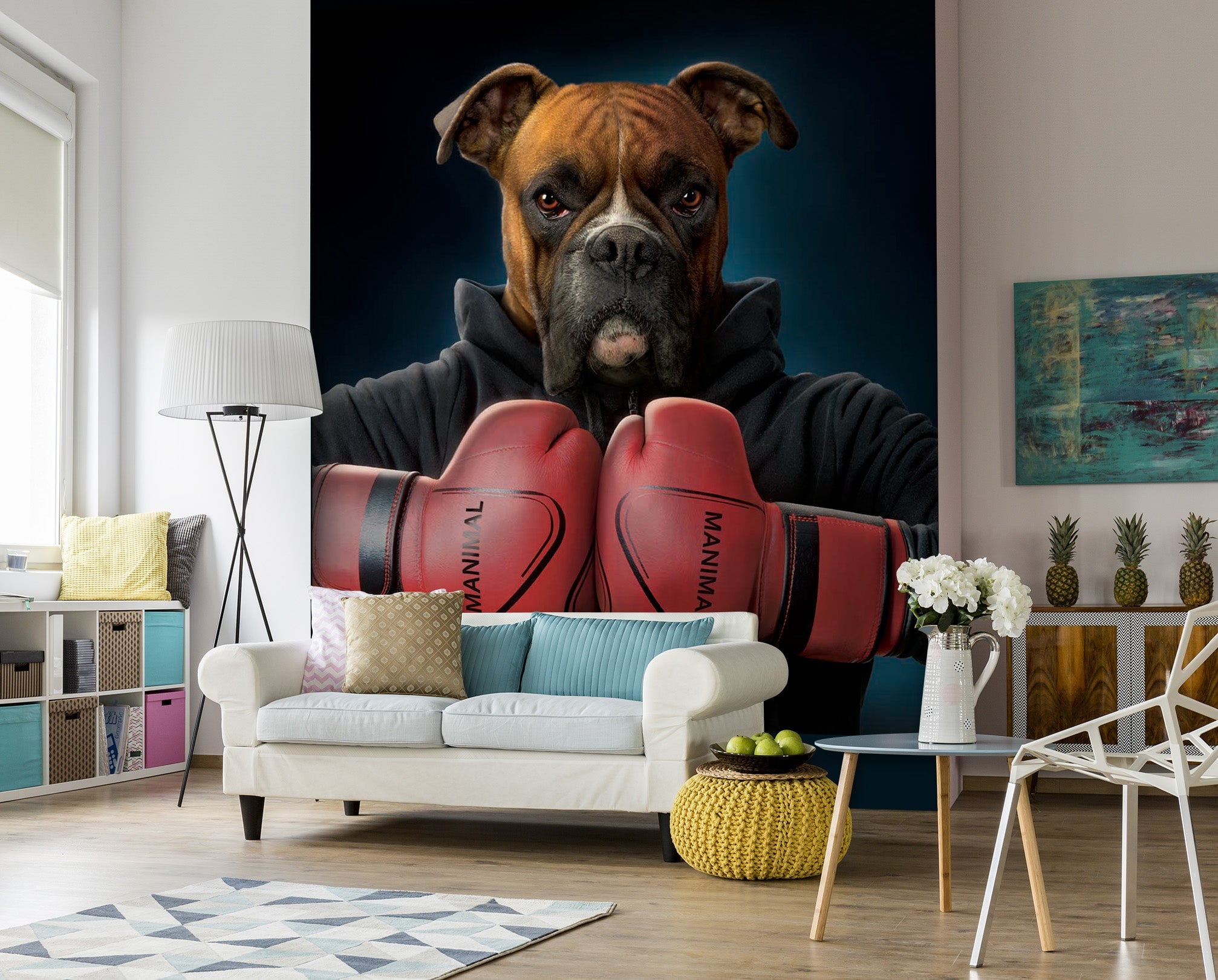 3D Boxing Dog 1415 Wall Murals Exclusive Designer Vincent Wallpaper AJ Wallpaper 