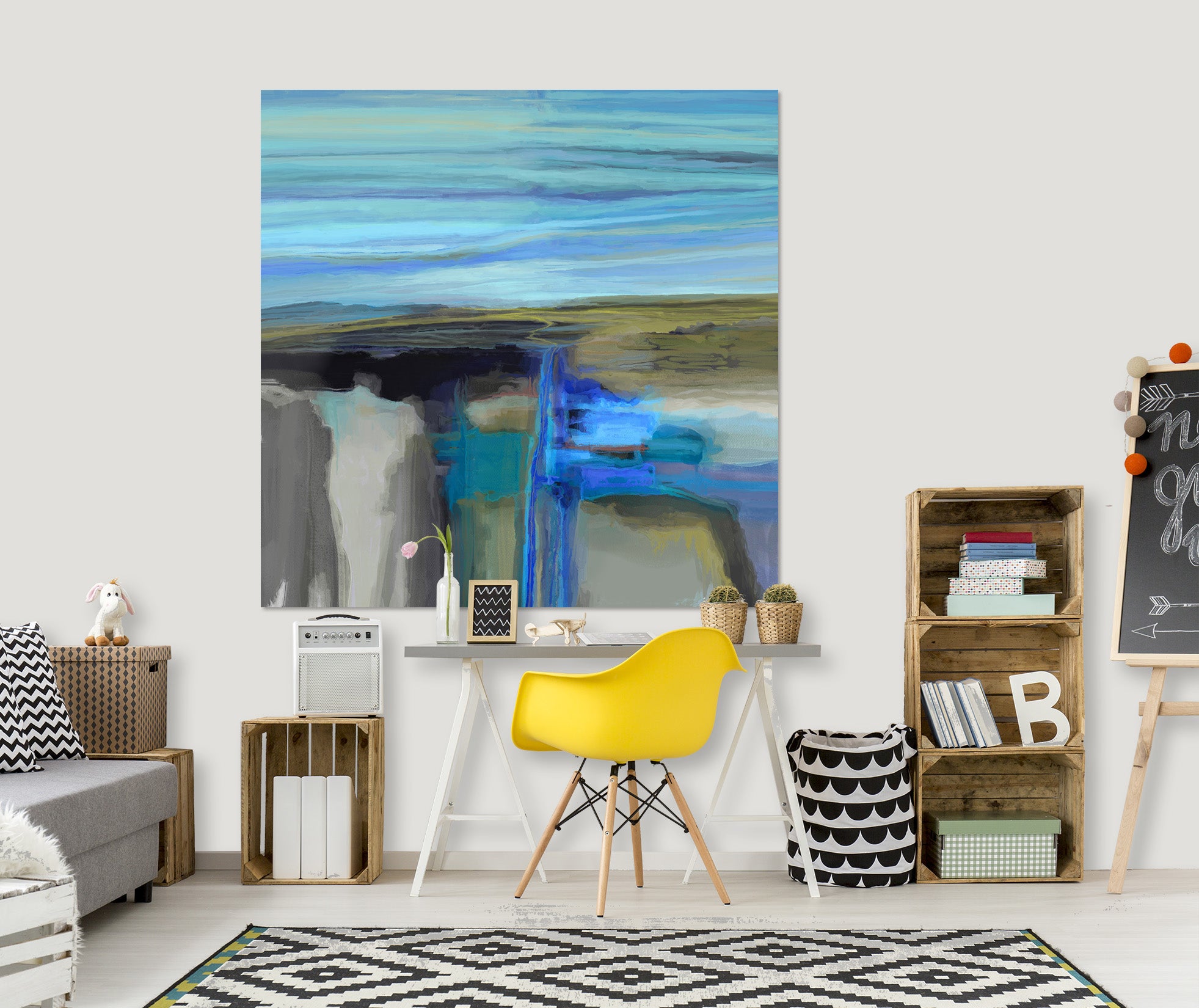 3D Blue Lake 026 Michael Tienhaara Wall Sticker