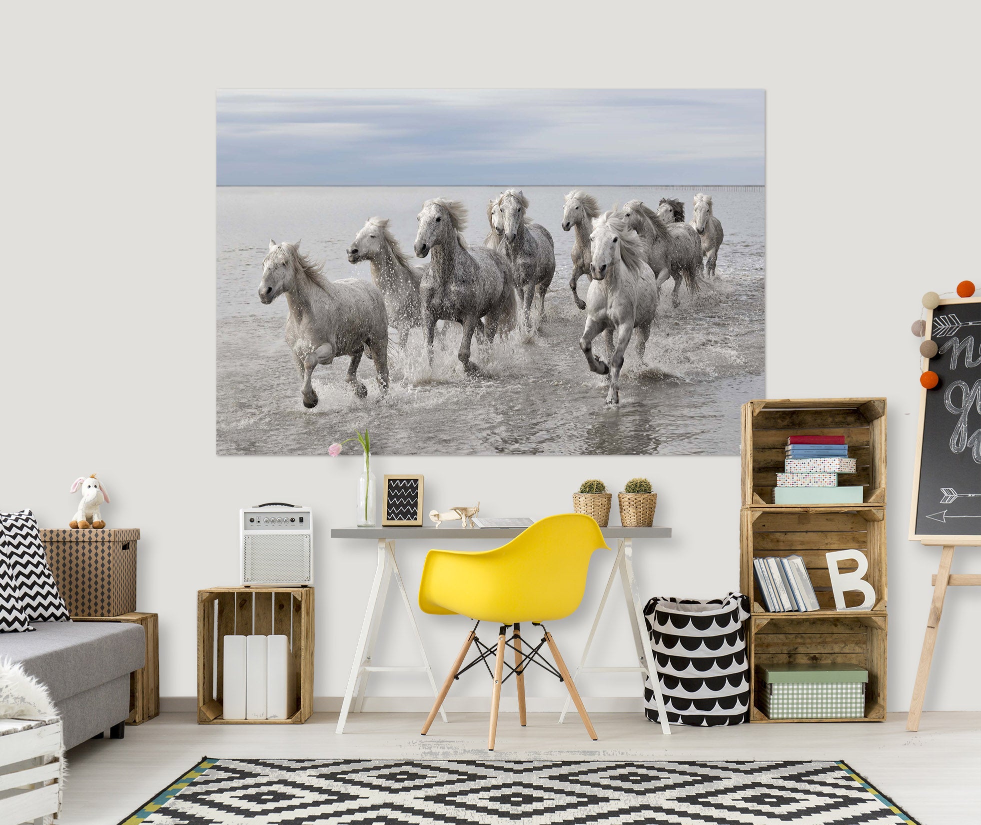 3D White Horse 199 Marco Carmassi Wall Sticker