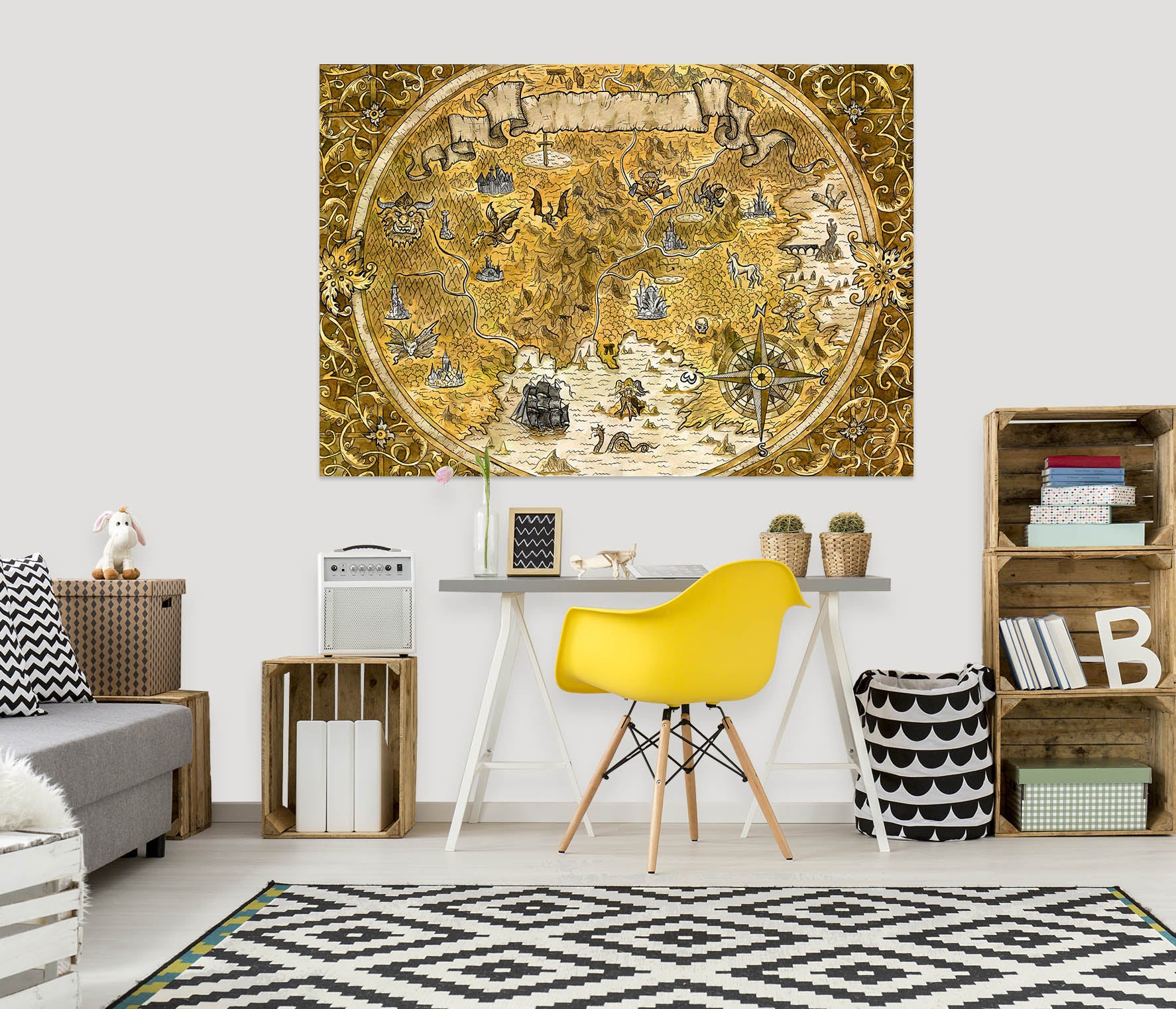 3D Valley River 280 World Map Wall Sticker