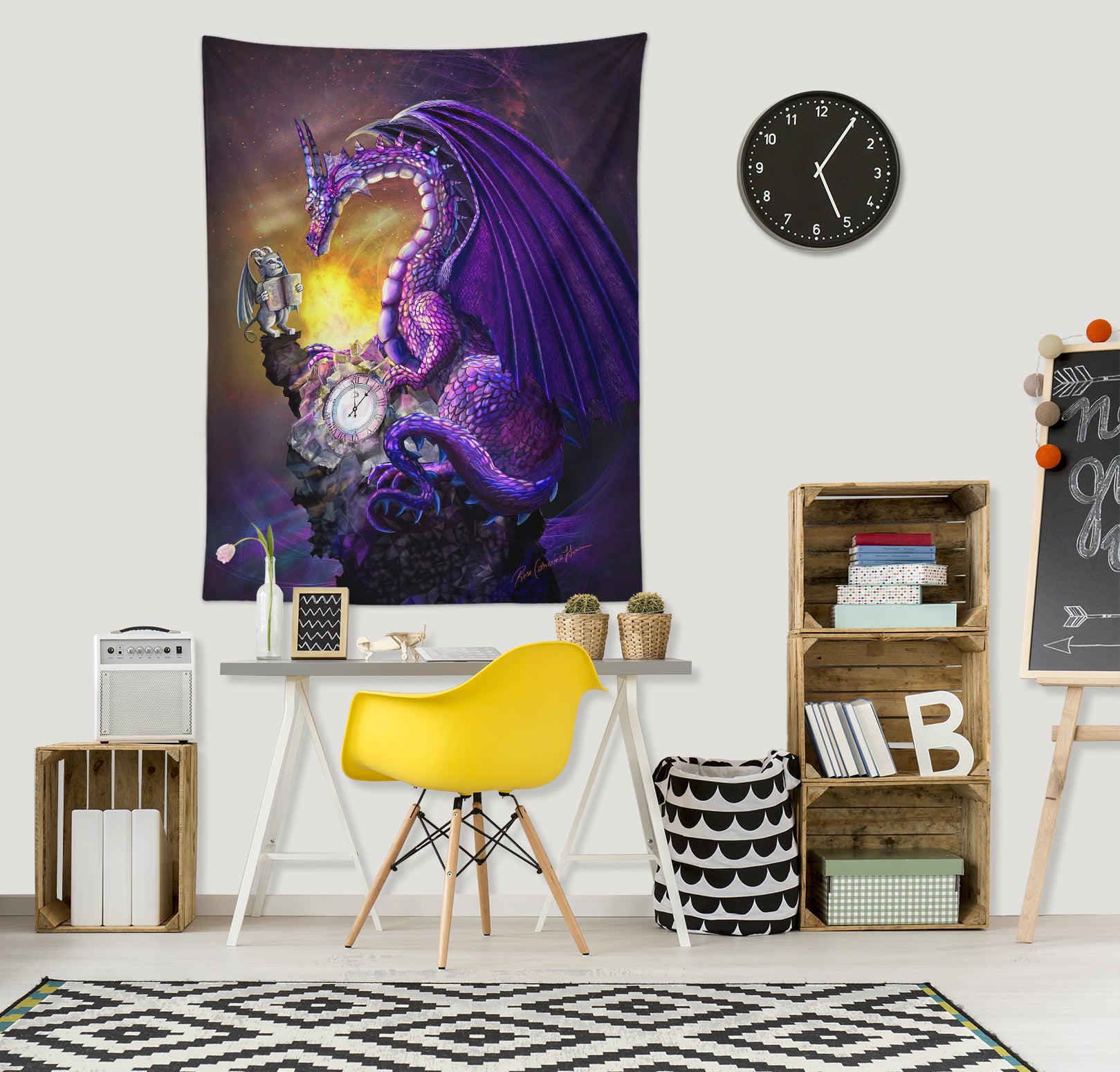 3D Purple Dragon 5217 Rose Catherine Khan Tapestry Hanging Cloth Hang