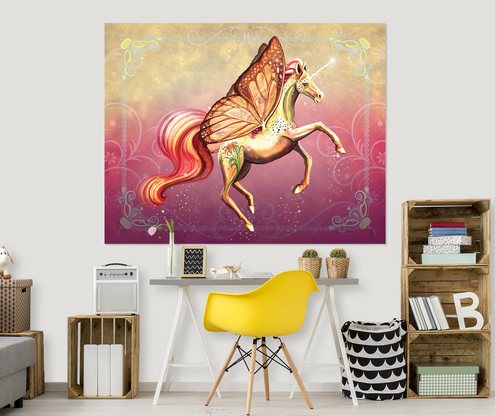 3D Wing Horse 104 Rose Catherine Khan Wall Sticker