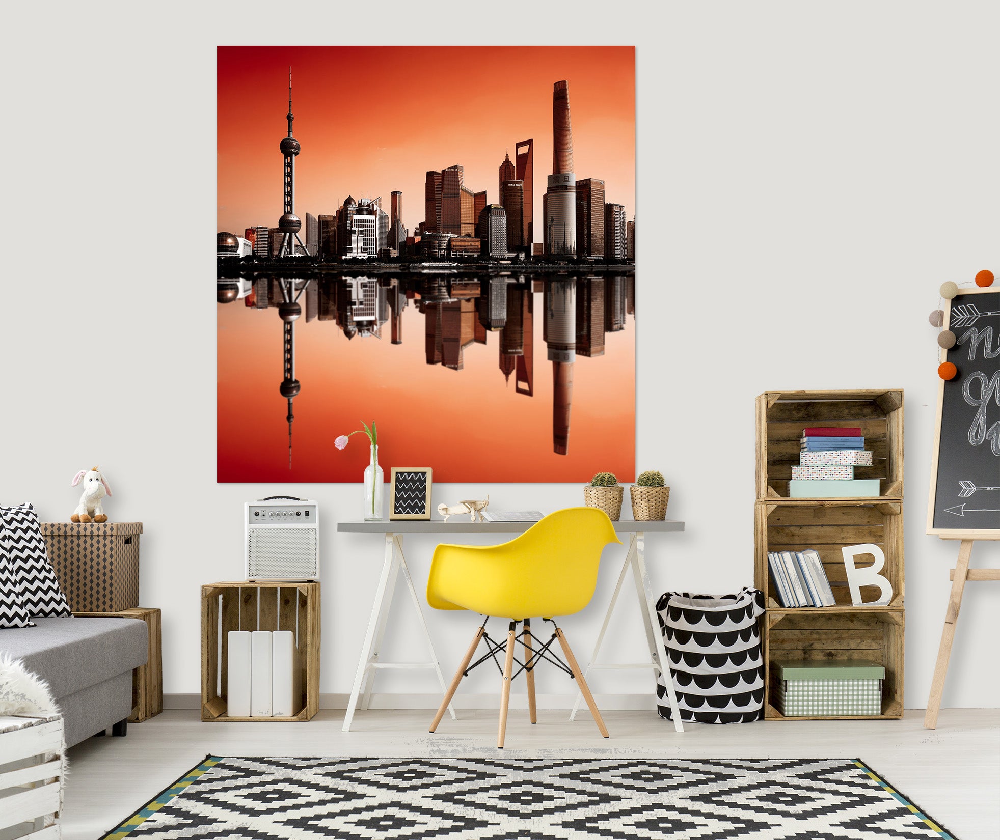3D Sunset City 127 Marco Carmassi Wall Sticker