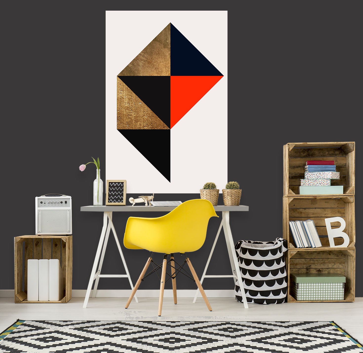 3D Colored Triangle 232 Boris Draschoff Wall Sticker