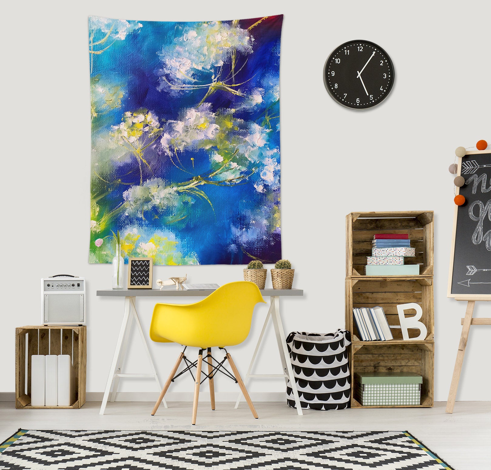 3D Blue Flowers 3711 Skromova Marina Tapestry Hanging Cloth Hang