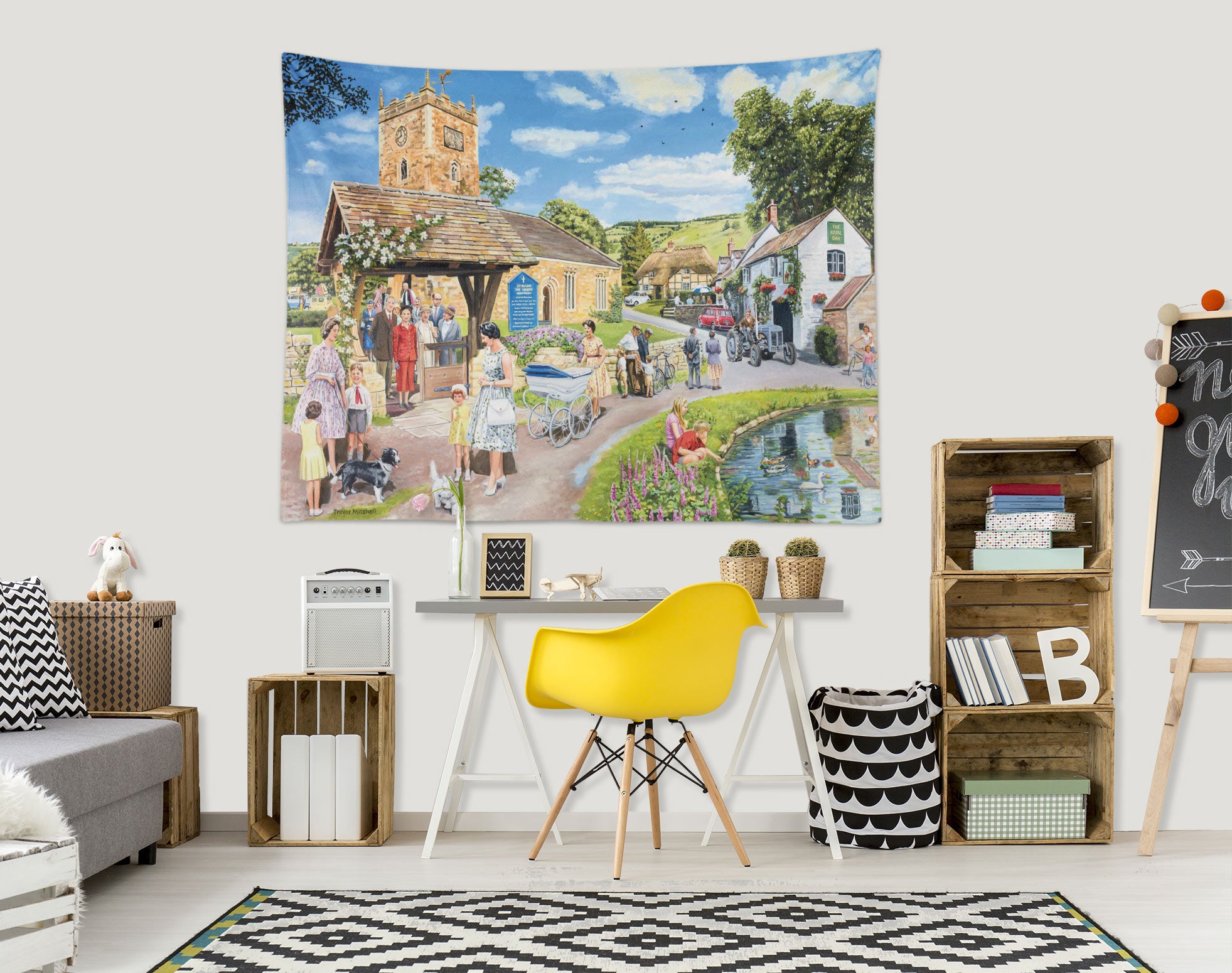 3D Village Town 11285 Trevor Mitchell Tapestry Hanging Cloth Hang