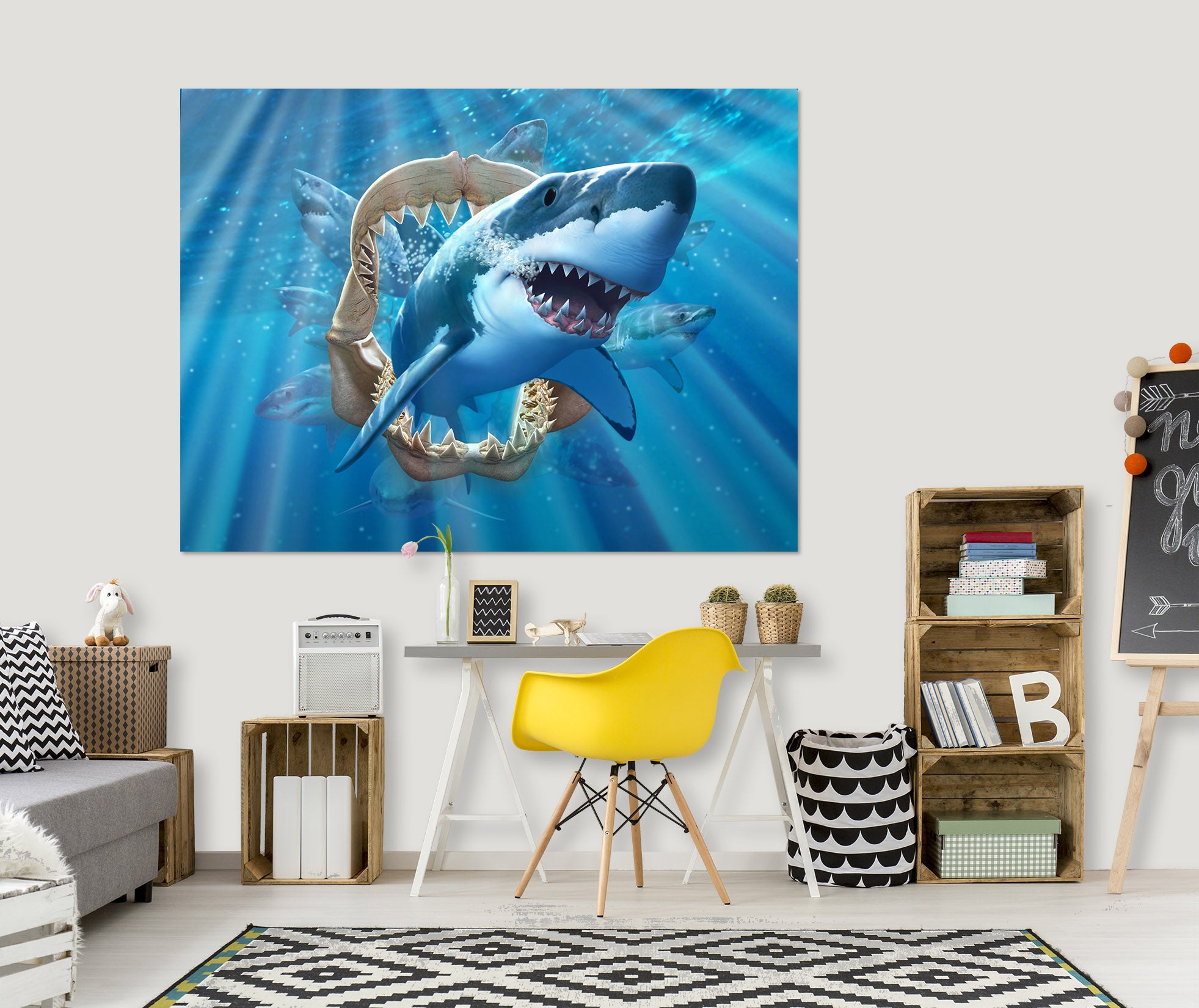 3D Great White Shark 020 Jerry LoFaro Wall Sticker