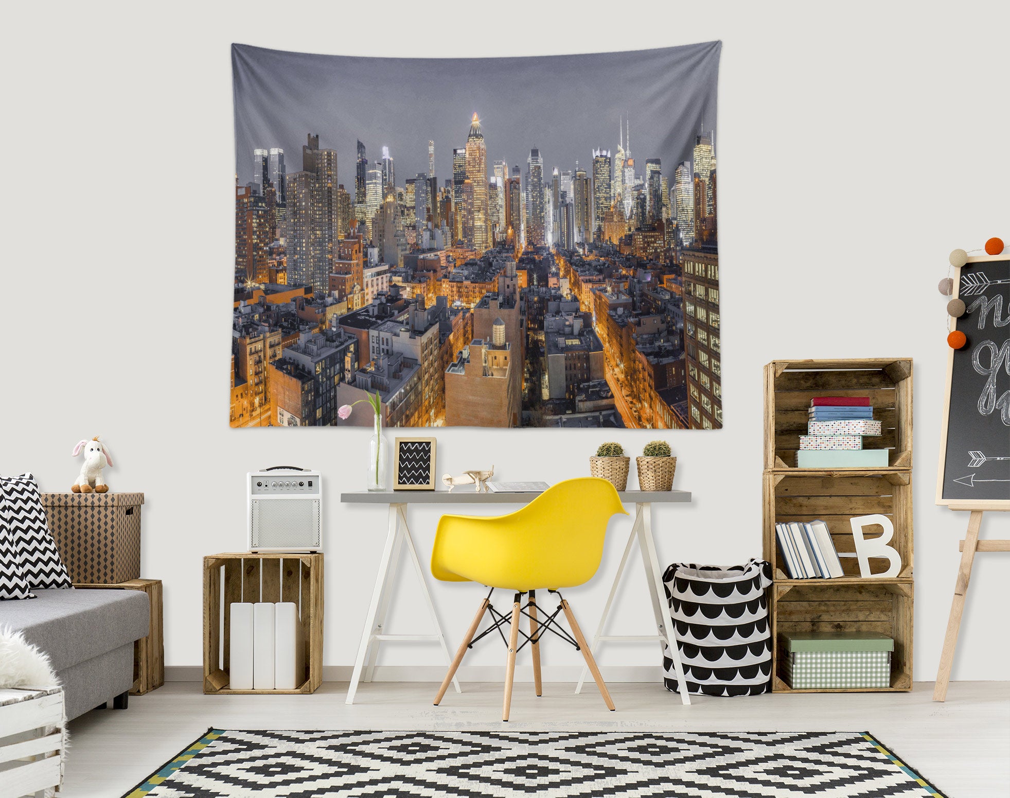 3D City Building 116114 Assaf Frank Tapestry Hanging Cloth Hang
