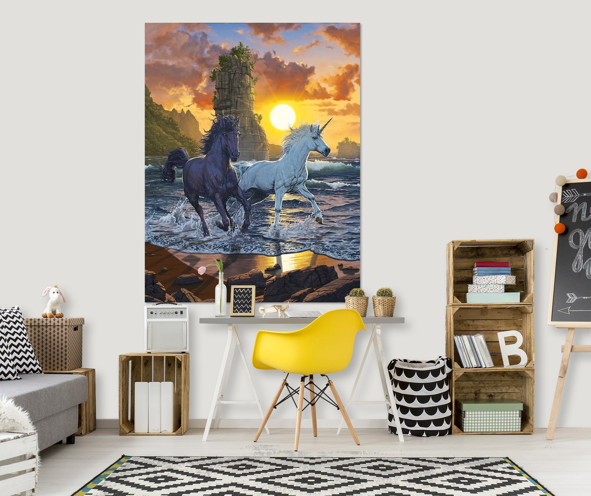 3D Unicorns In Sunset 088 Vincent Hie Wall Sticker
