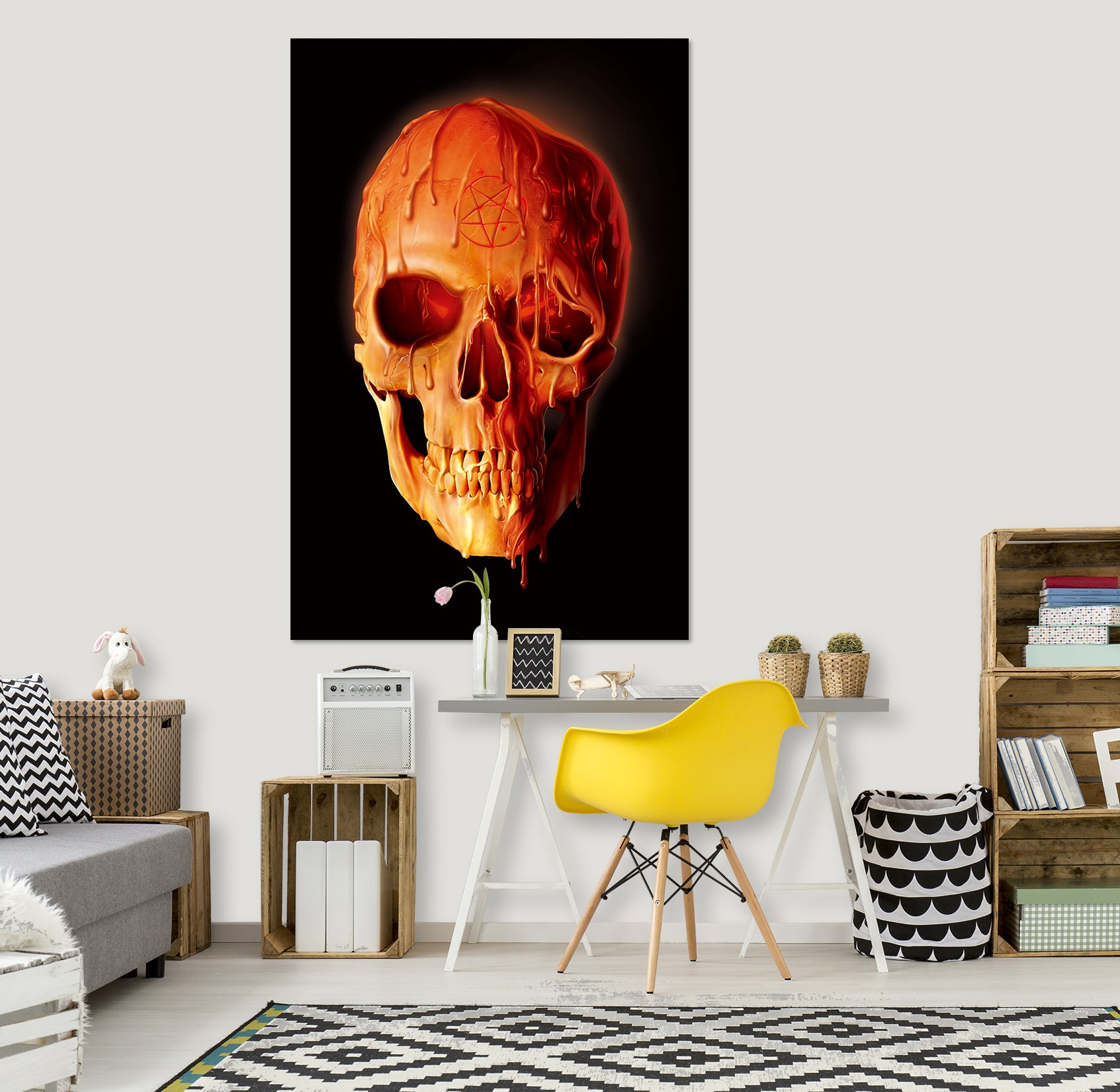 3D Wax Skull 091 Vincent Hie Wall Sticker