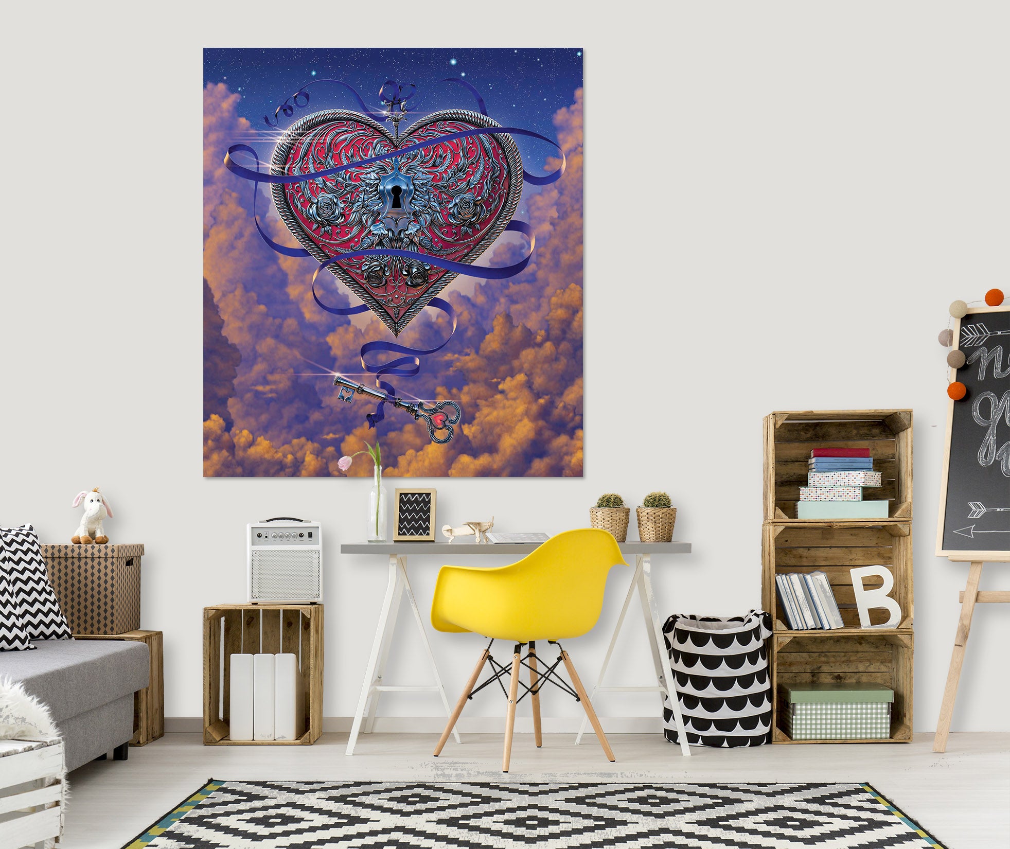 3D Heart And Key 041 Vincent Hie Wall Sticker