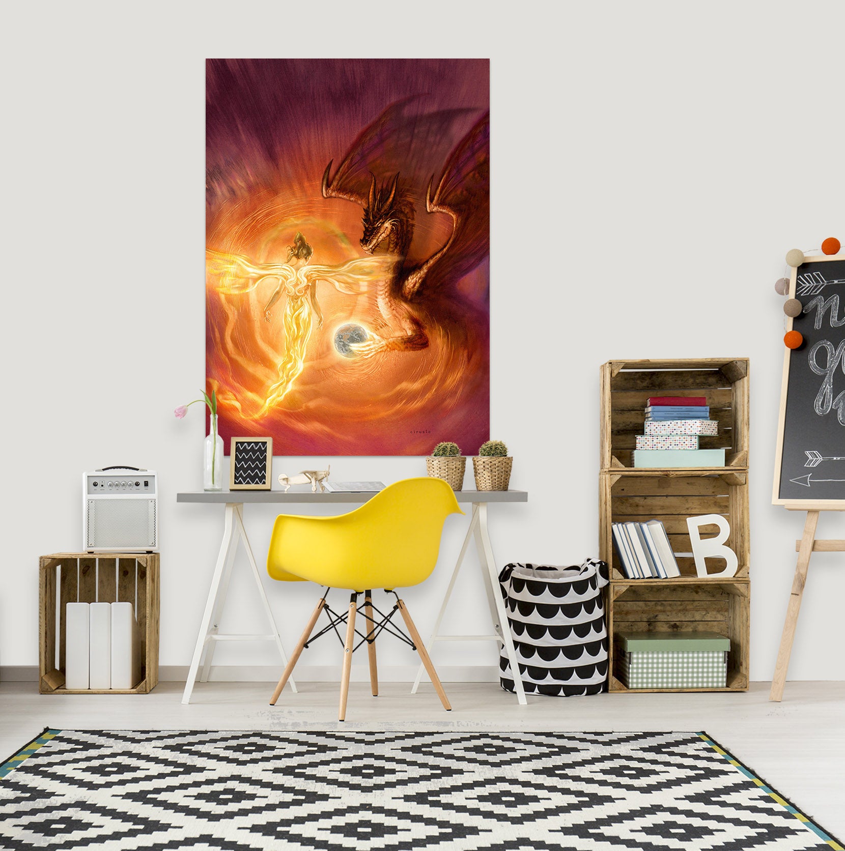 3D Elf Dragon Egg 8130 Ciruelo Wall Sticker