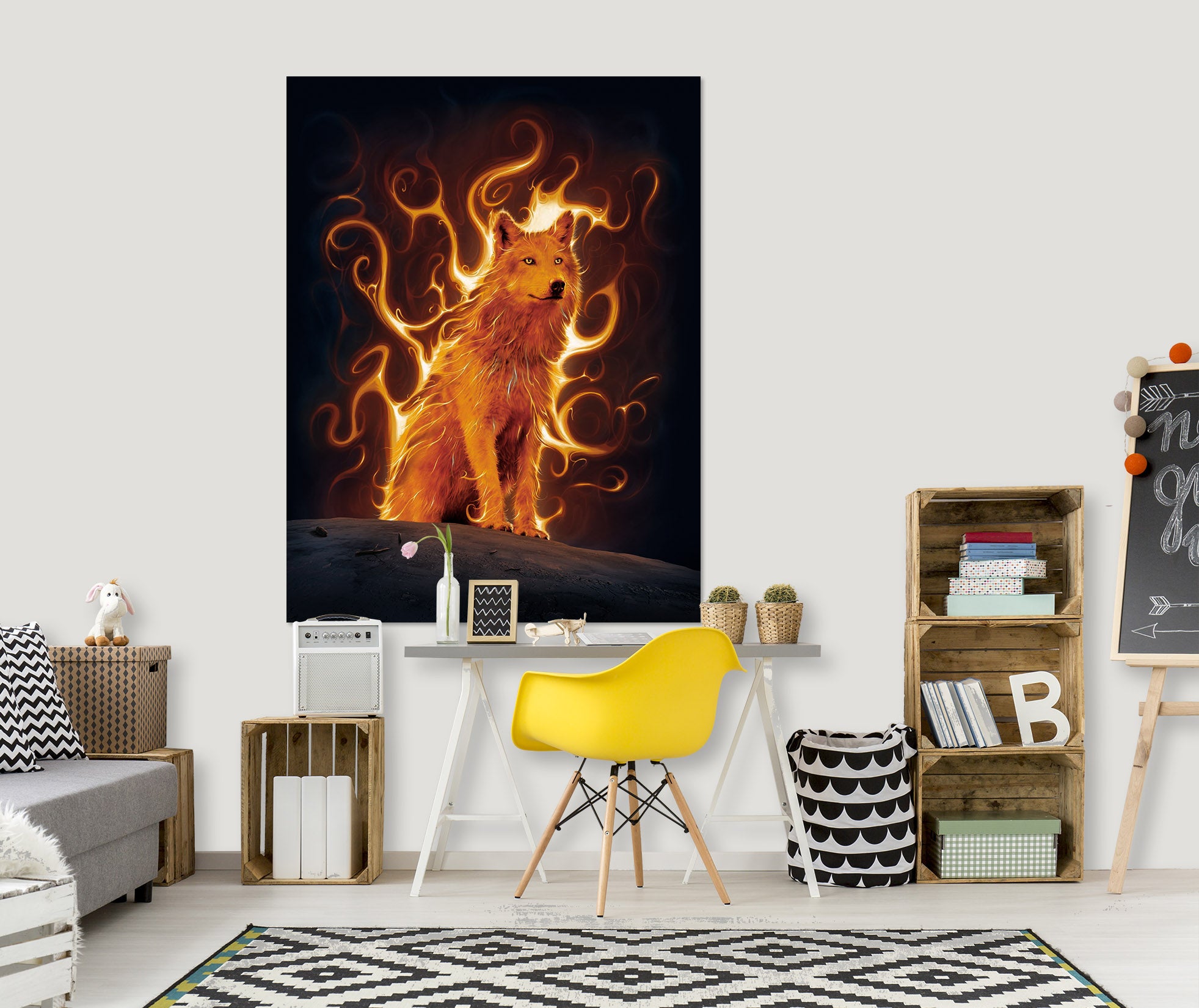 3D Phoenix Wolf Def 061 Vincent Hie Wall Sticker