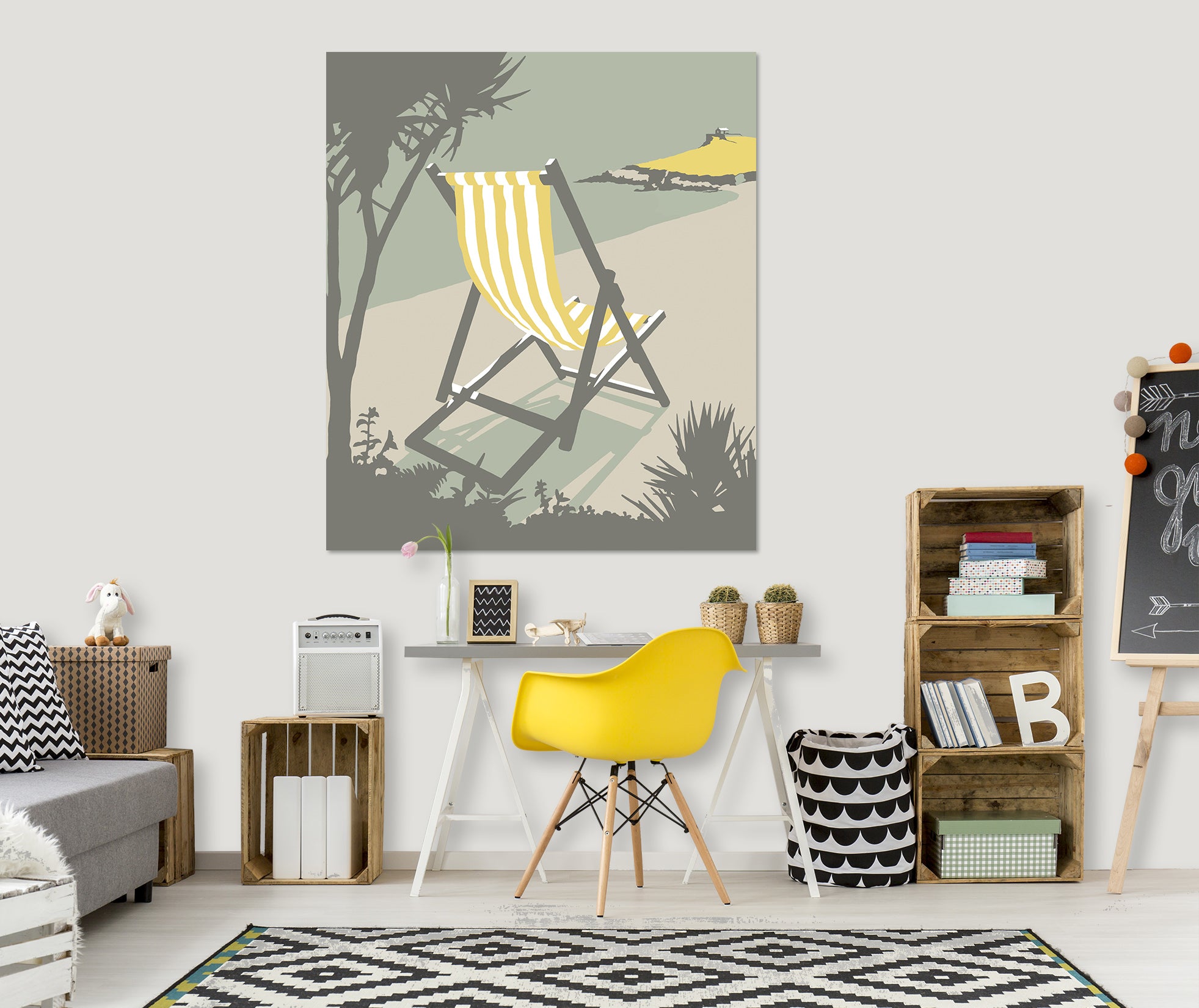 3D Small Yellow Bench 071 Steve Read Wall Sticker