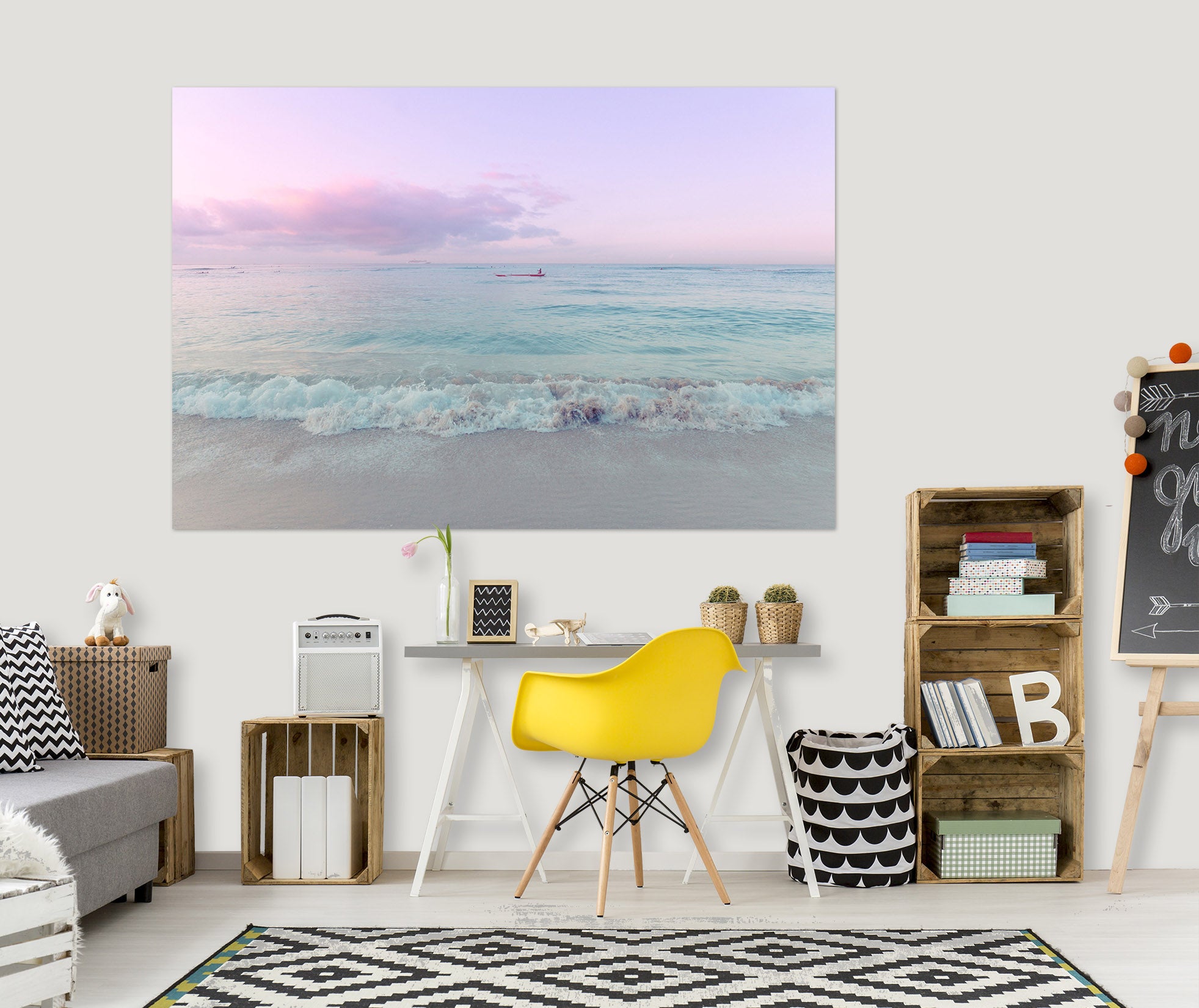 3D Purple Sky 024 Noirblanc777 Wall Sticker