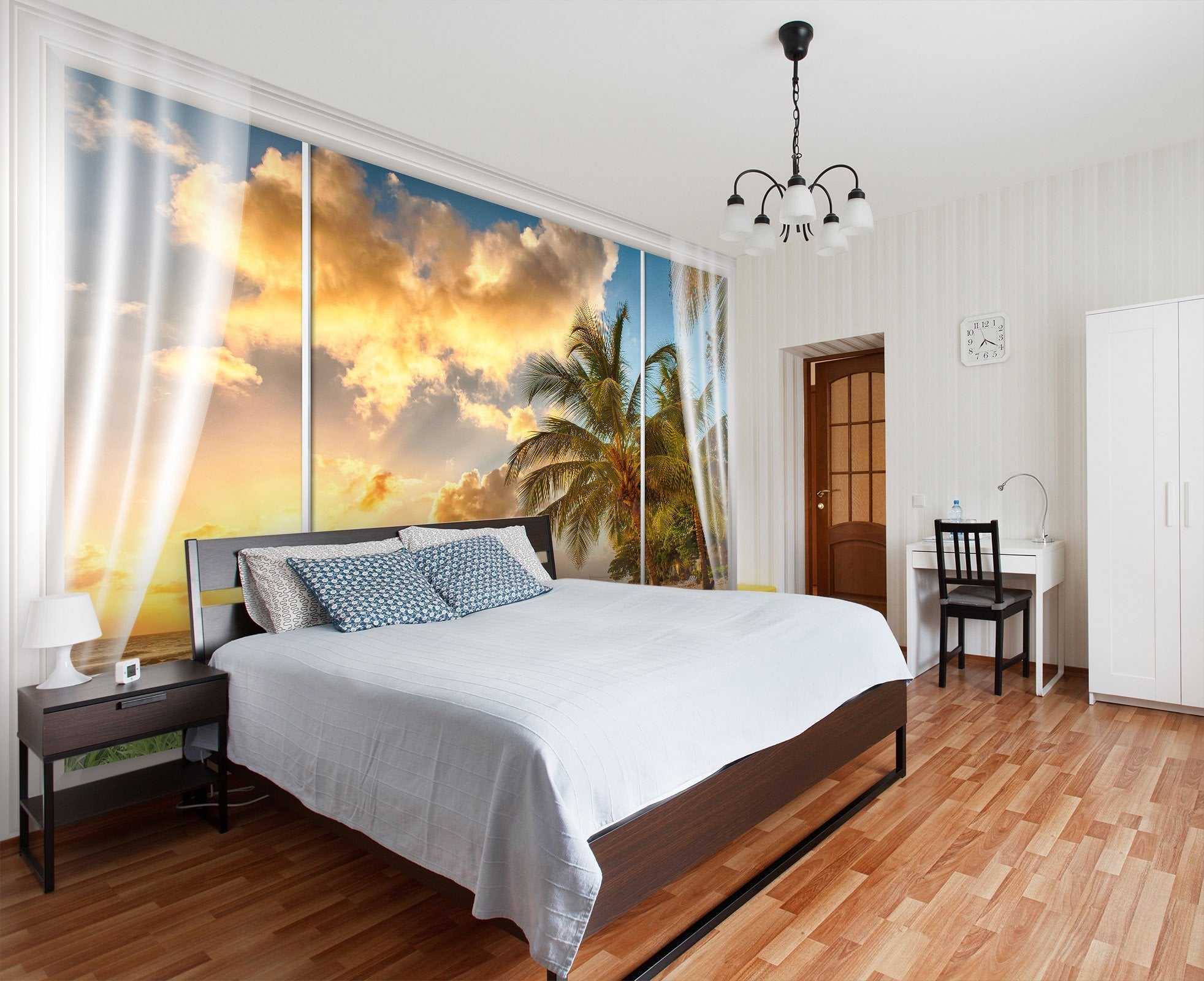 3D window view with dusk and clouds 36 Wall Murals Wallpaper AJ Wallpaper 