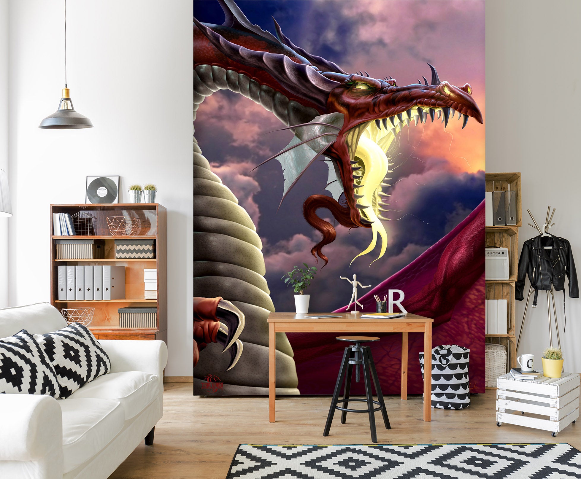3D Open Mouth Dragon 5040 Tom Wood Wall Mural Wall Murals
