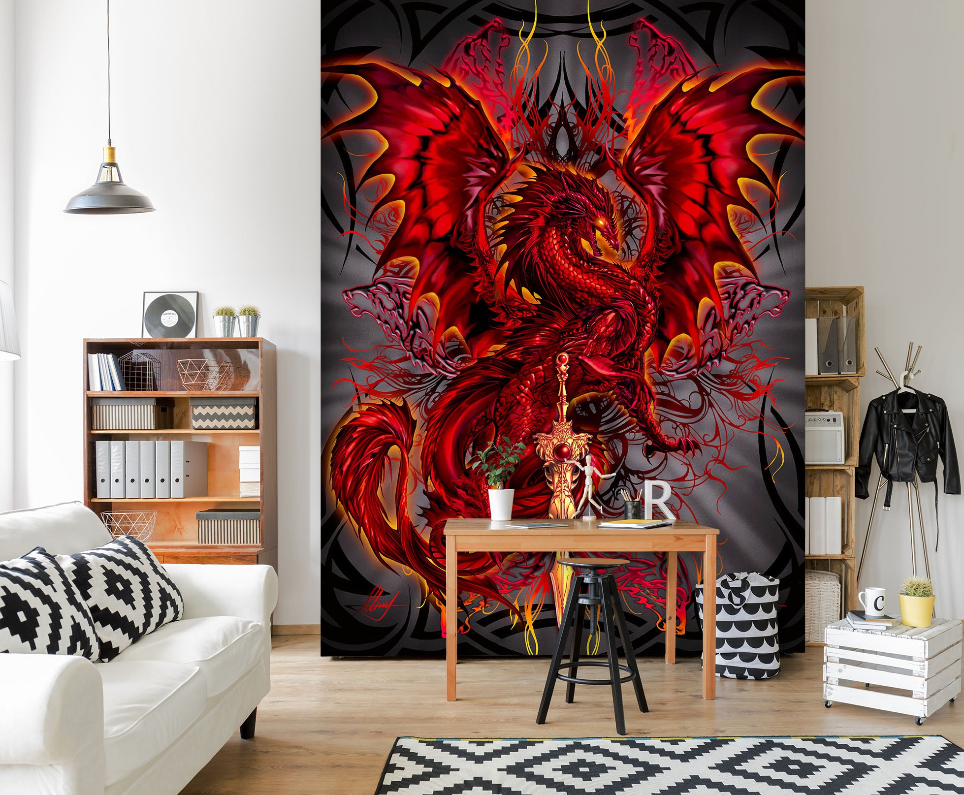 3D Red Dragon 8130 Ruth Thompson Wall Mural Wall Murals