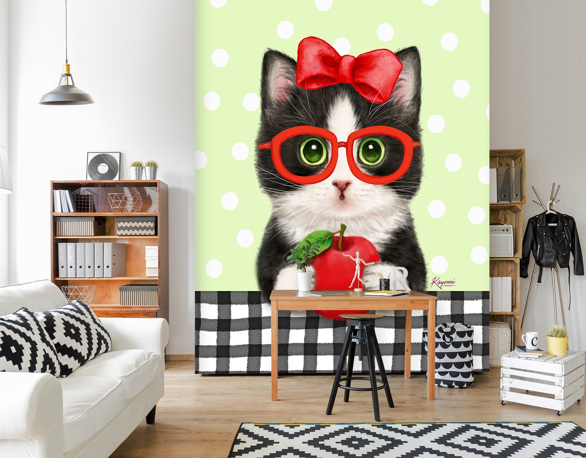3D Apple Cat 5498 Kayomi Harai Wall Mural Wall Murals