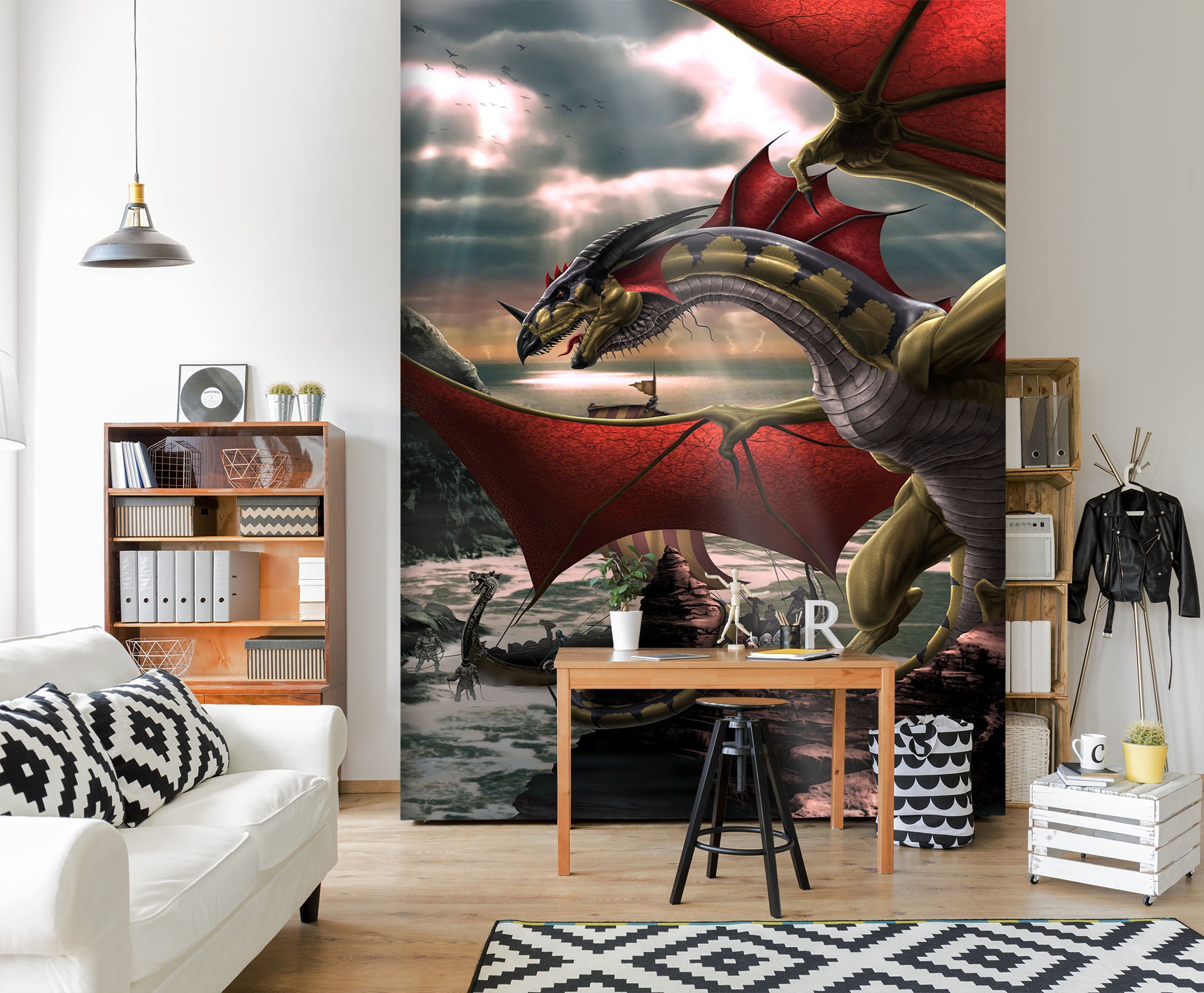 3D Big Dragon 5023 Tom Wood Wall Mural Wall Murals