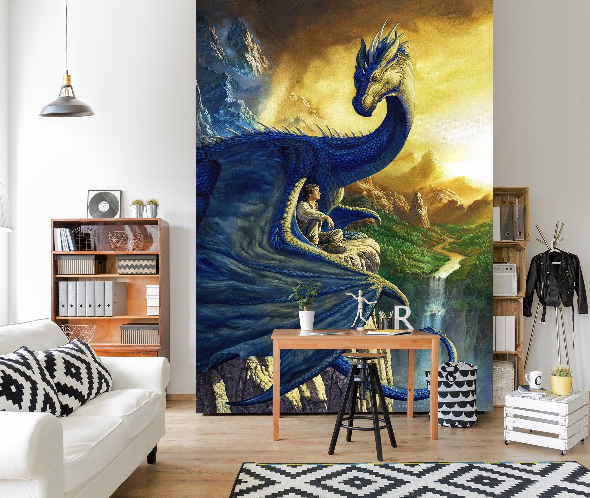 3D Big Dragon 7149 Ciruelo Wall Mural Wall Murals