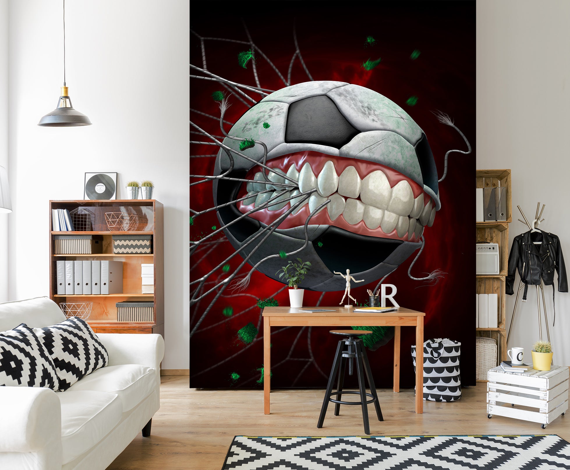 3D Teeth Football Net 5013 Tom Wood Wall Mural Wall Murals