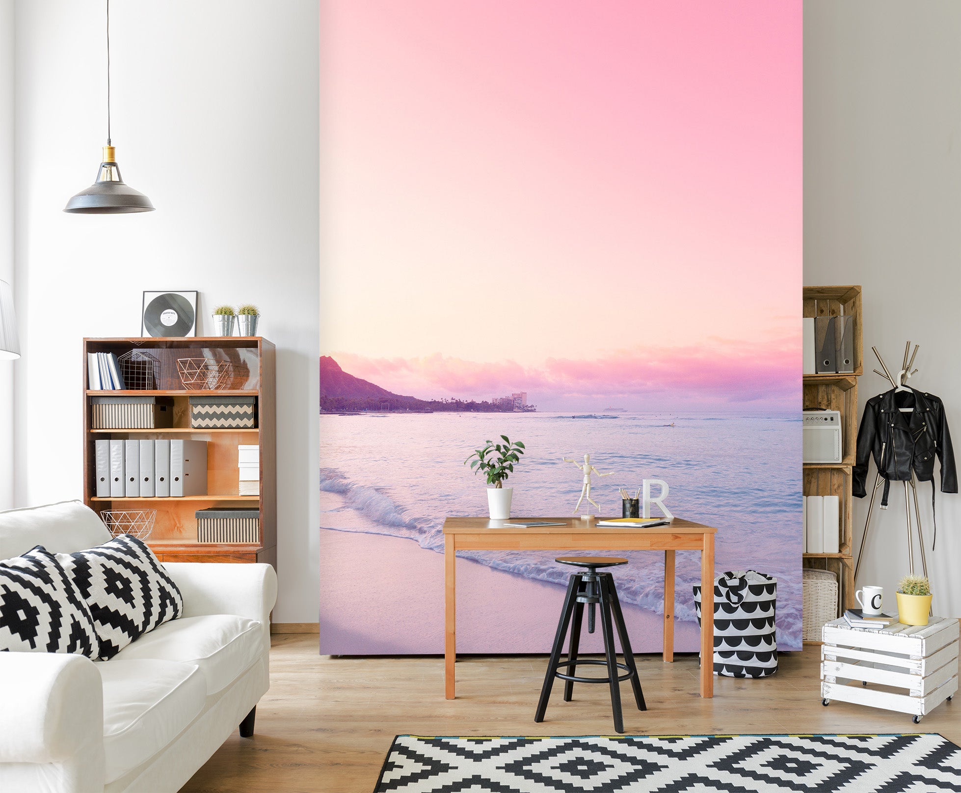 3D Pink Sunset 1303 Noirblanc777 Wall Mural Wall Murals