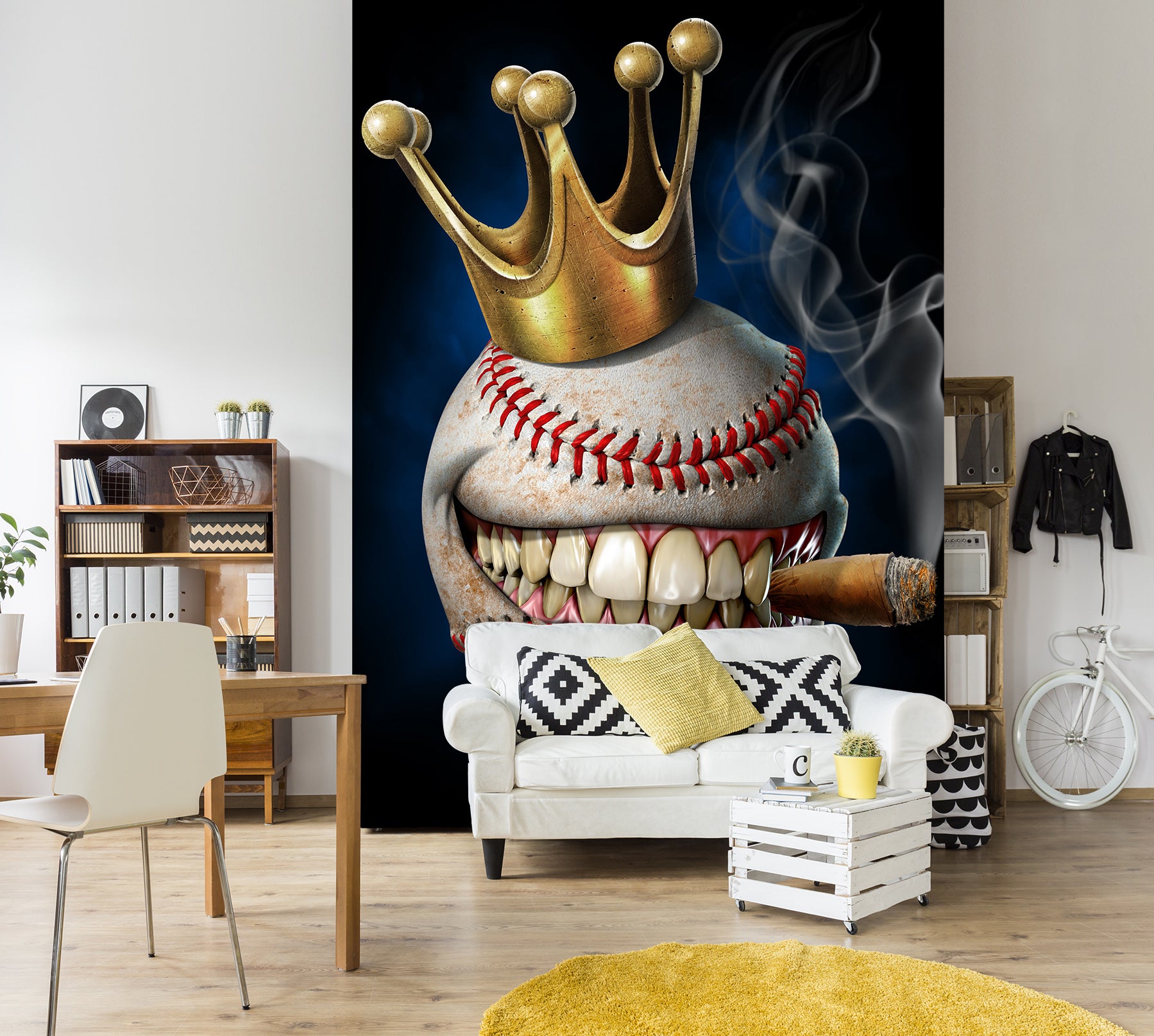 3D Crown Teeth Baseball 5011 Tom Wood Wall Mural Wall Murals